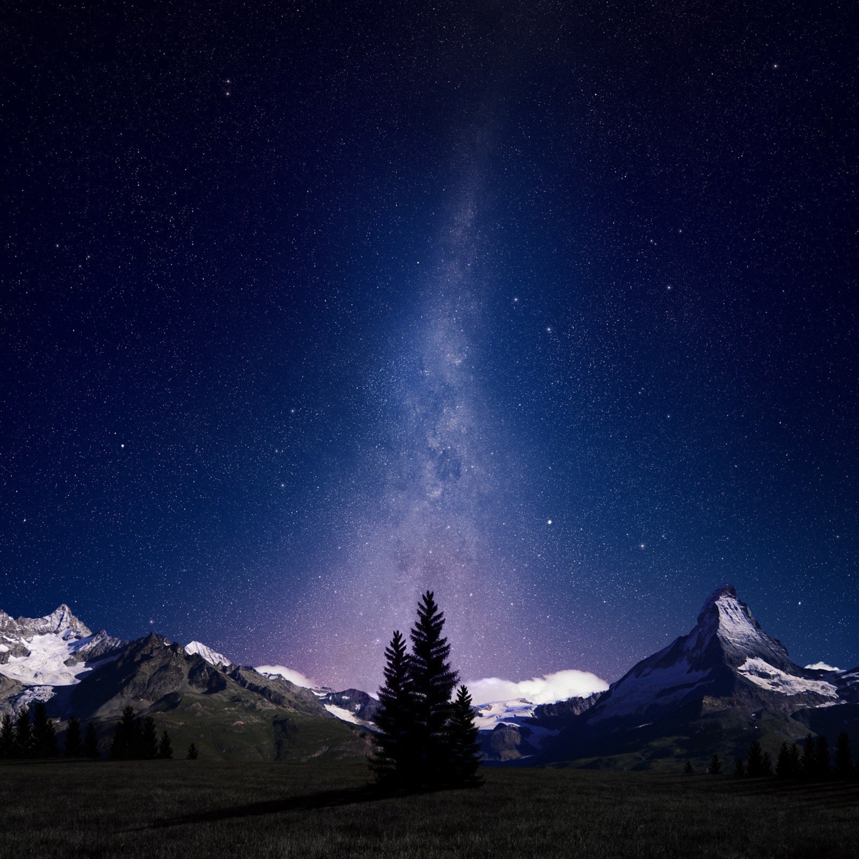 Mountain Alps During Night Photography Wallpapers