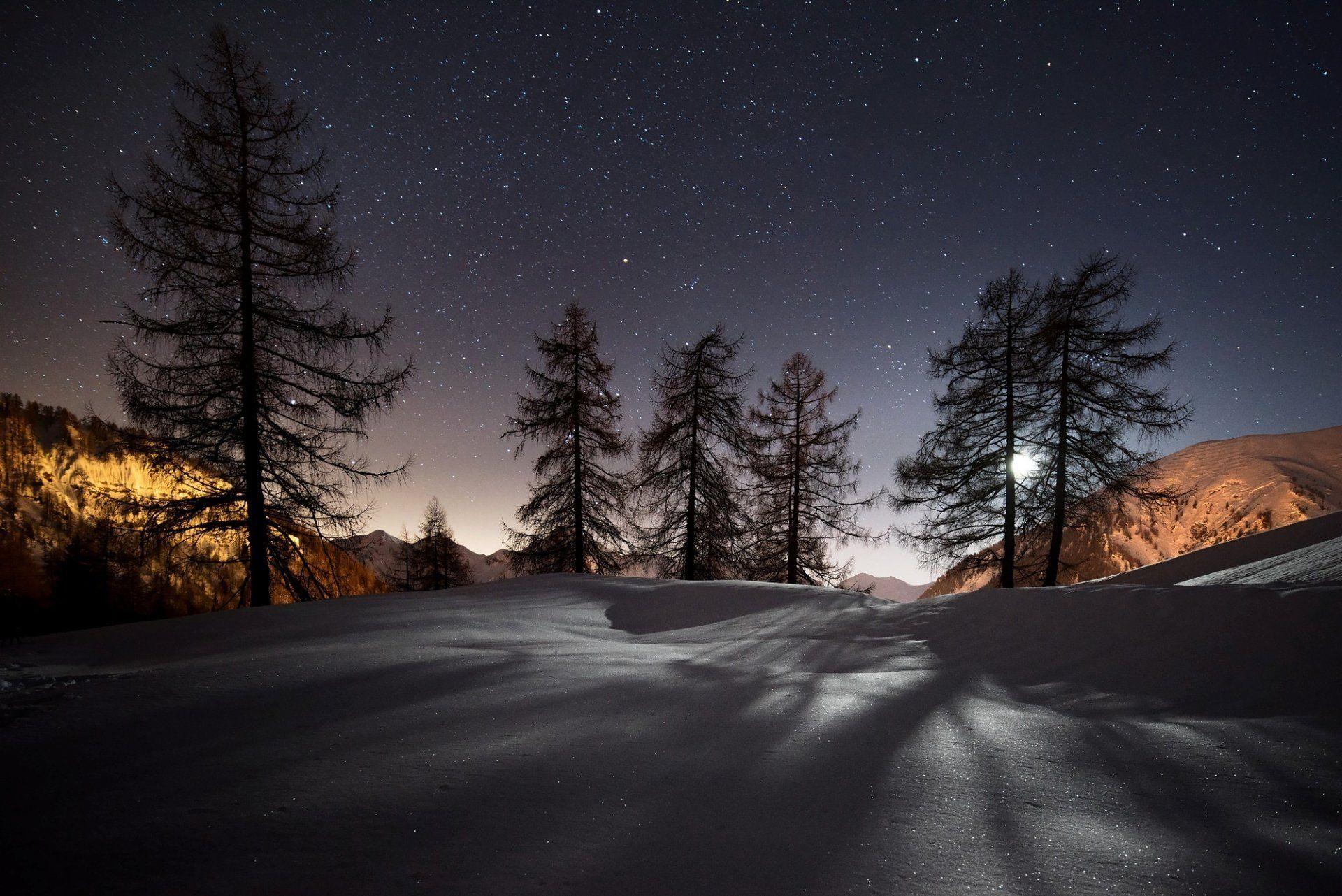 Mountain Nature Night Road Wallpapers