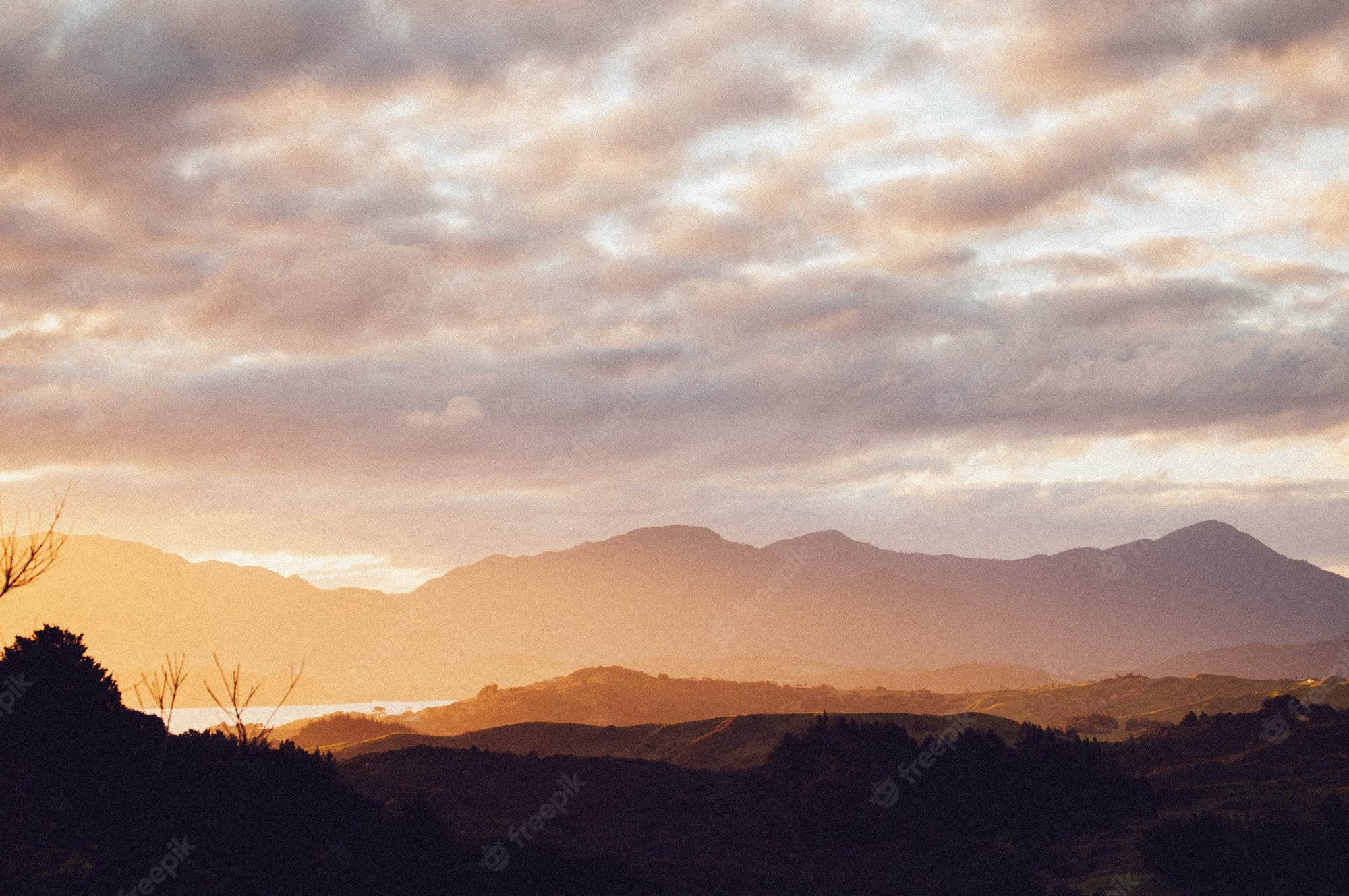 Mountains Silhouette During Sunset Wallpapers