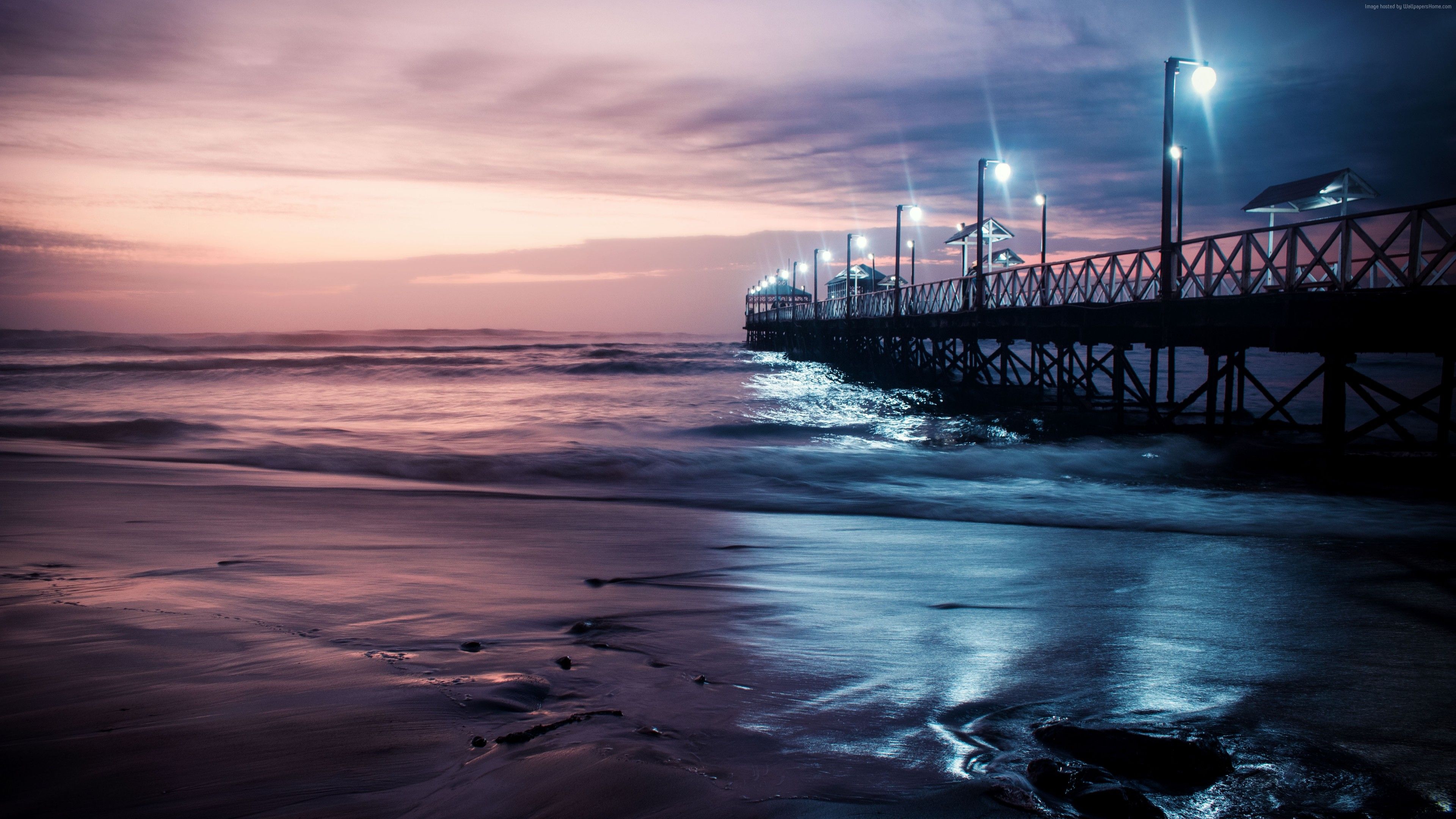 Night At Beach 4K Wallpapers