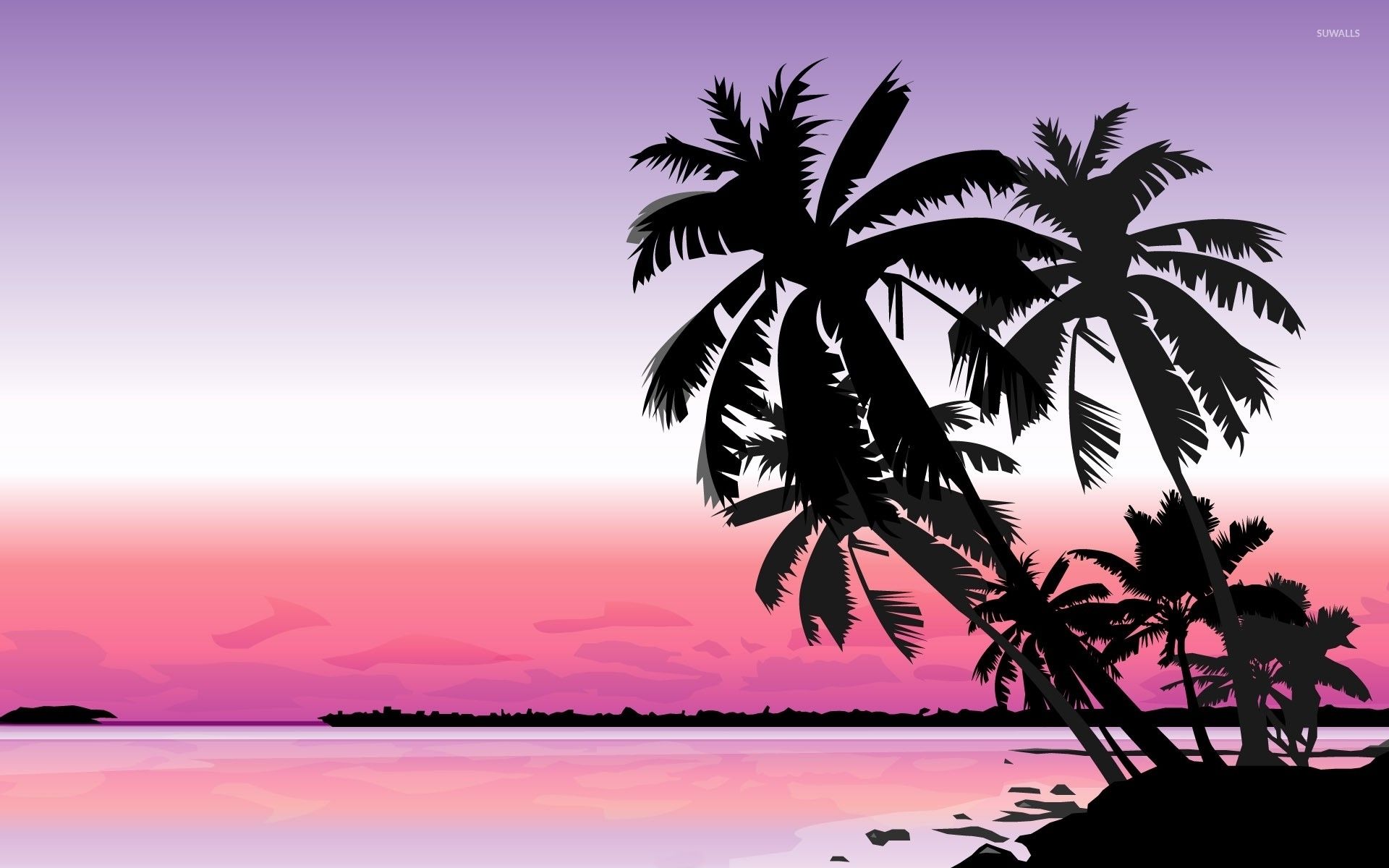 Palm Trees Reflection Sunset Wallpapers