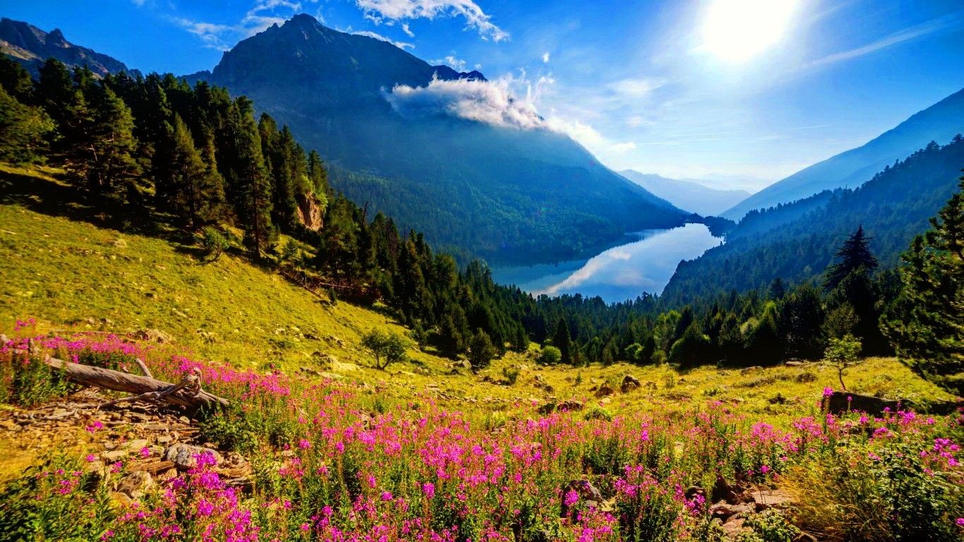 Pretty Scenery Mountains In Sunshine Wallpapers