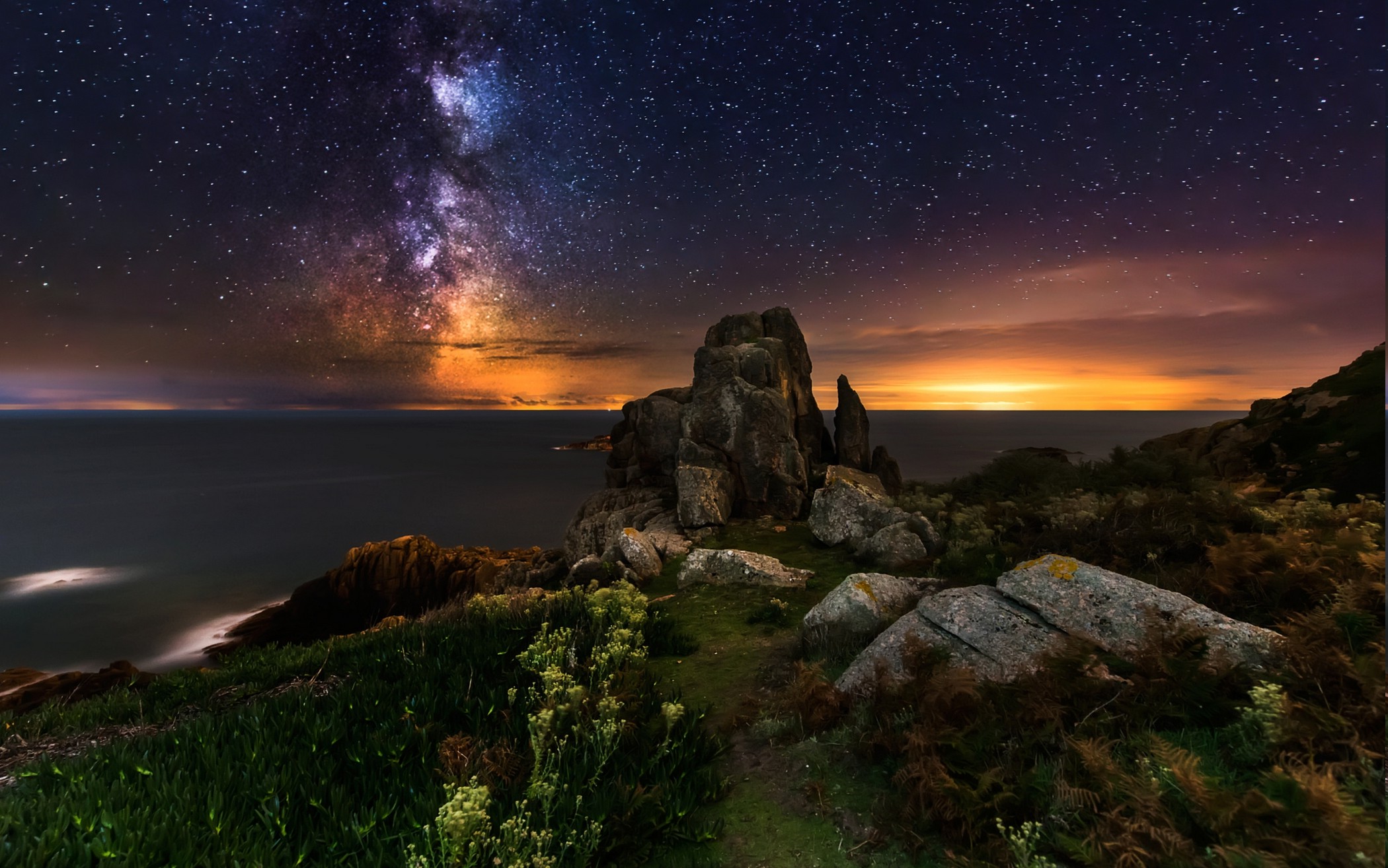 Rock Landscape At Milky Way Night Wallpapers