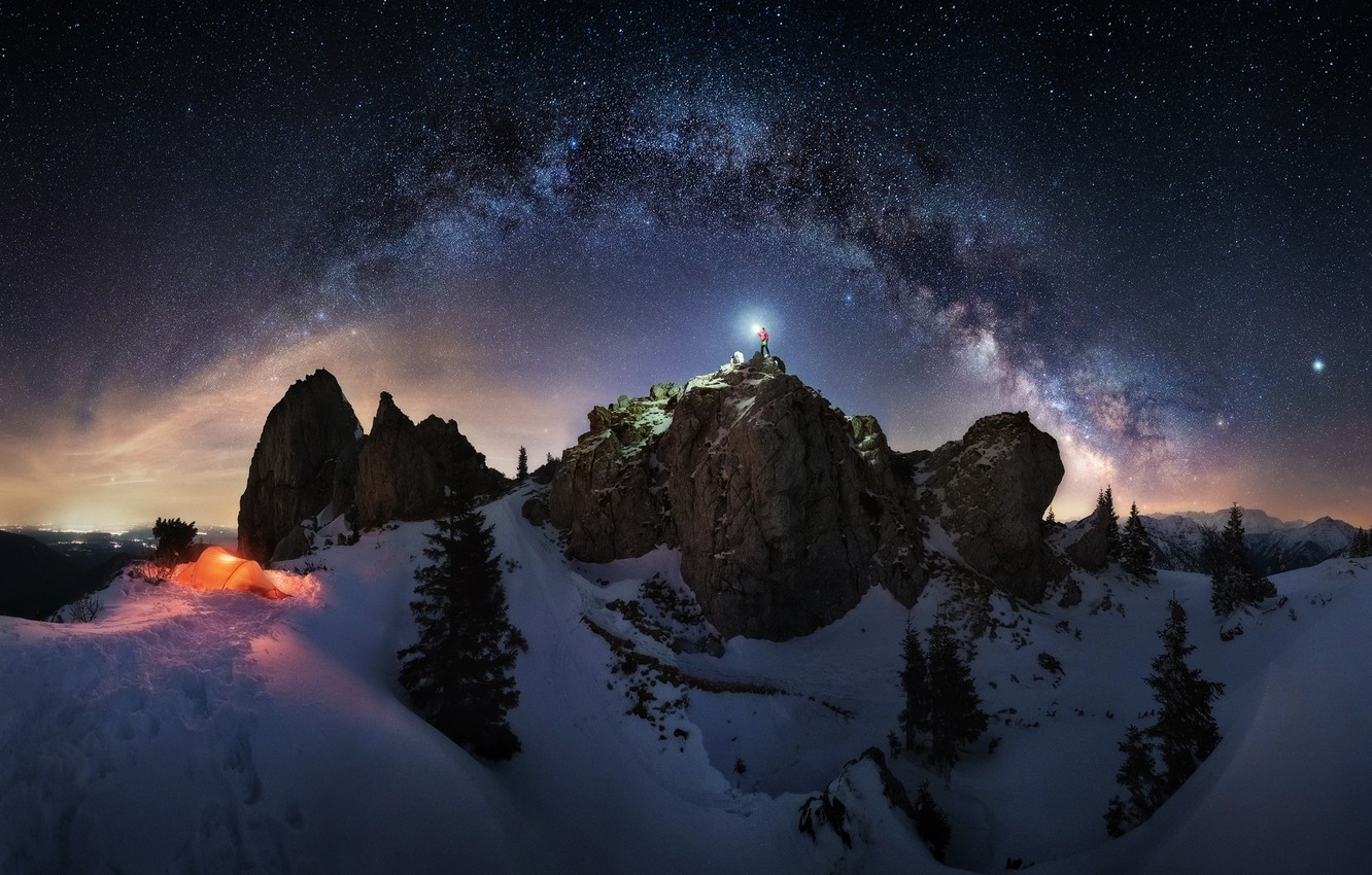 Rock Landscape At Milky Way Night Wallpapers