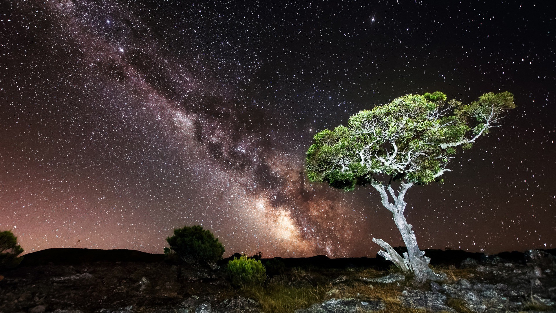 Rock Landscape At Milky Way Night Wallpapers