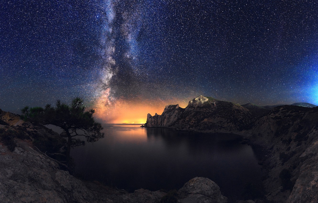 Rock Landscape At Milky Way Night Wallpapers