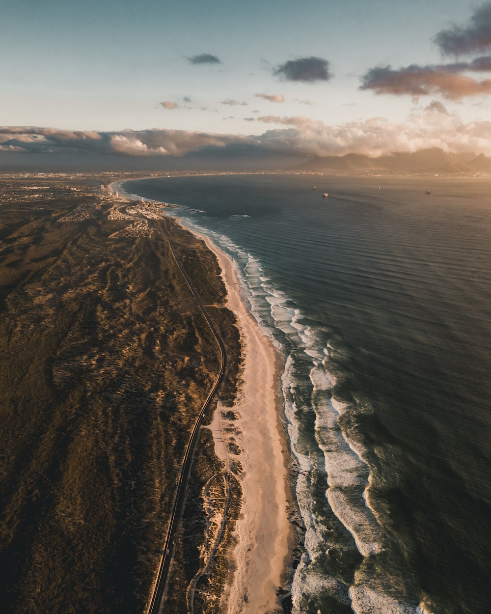 Sand And Pathway To Sea Under Cloudy Sunset Wallpapers