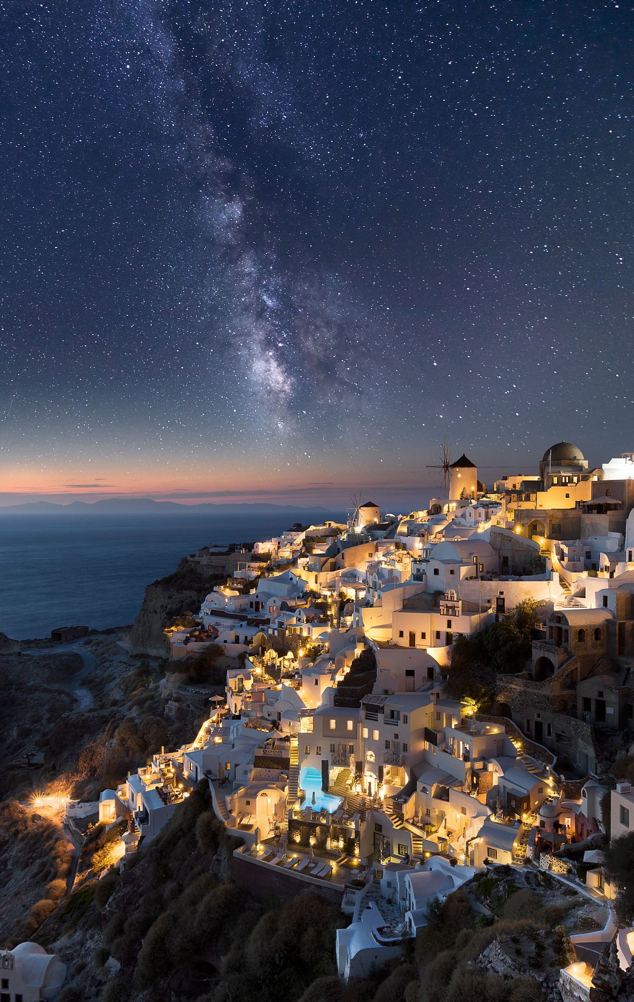 Santorini At Night Wallpapers