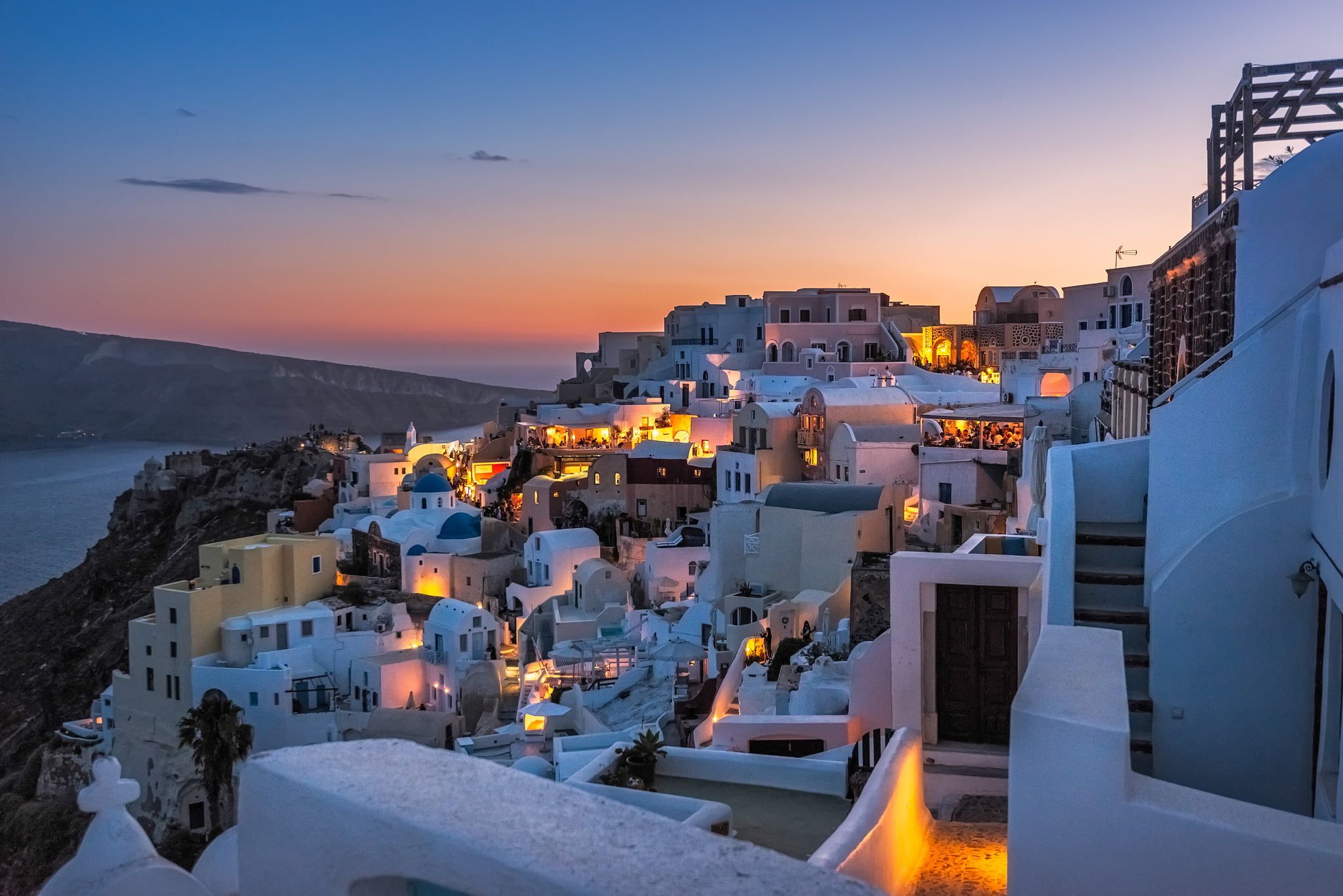 Santorini At Night Wallpapers