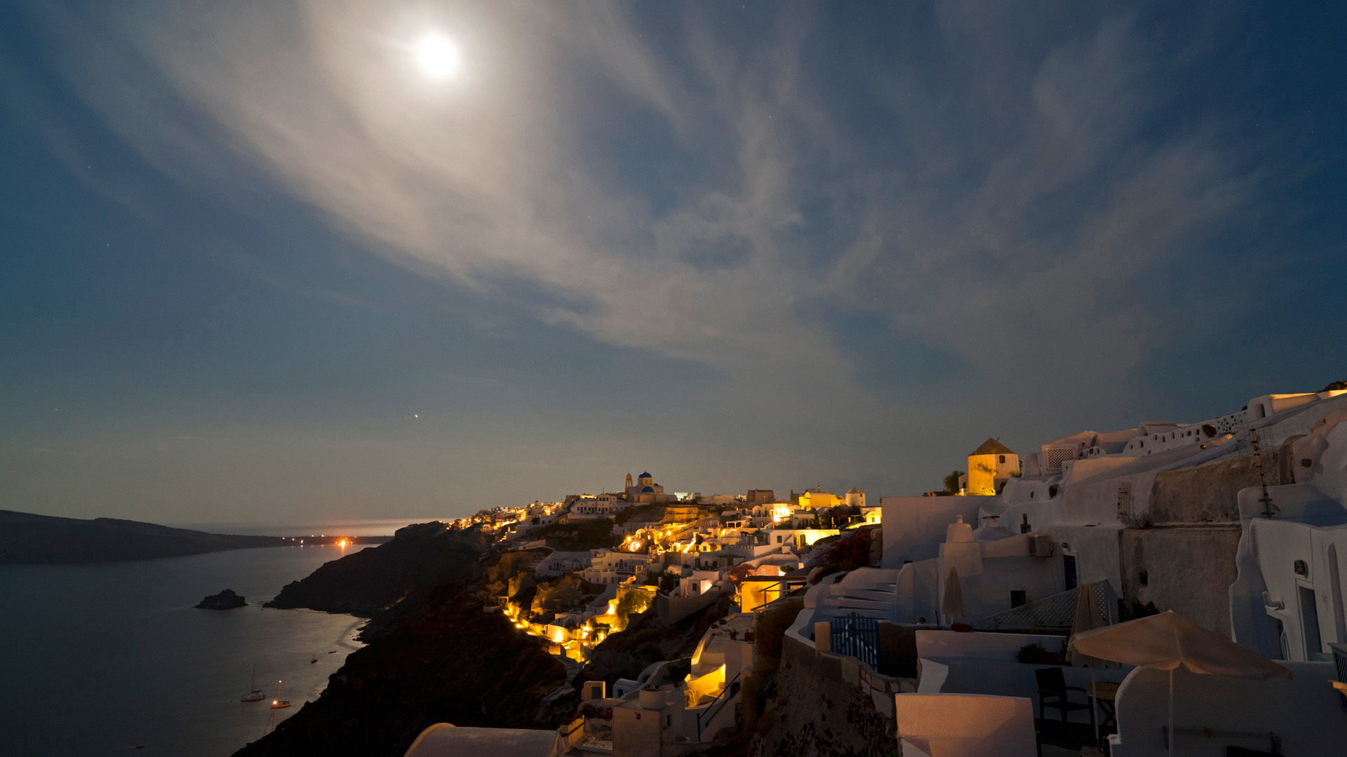 Santorini At Night Wallpapers