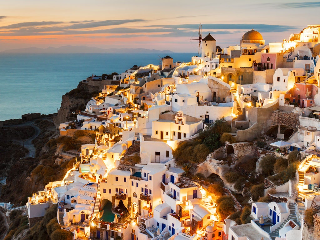 Santorini At Night Wallpapers