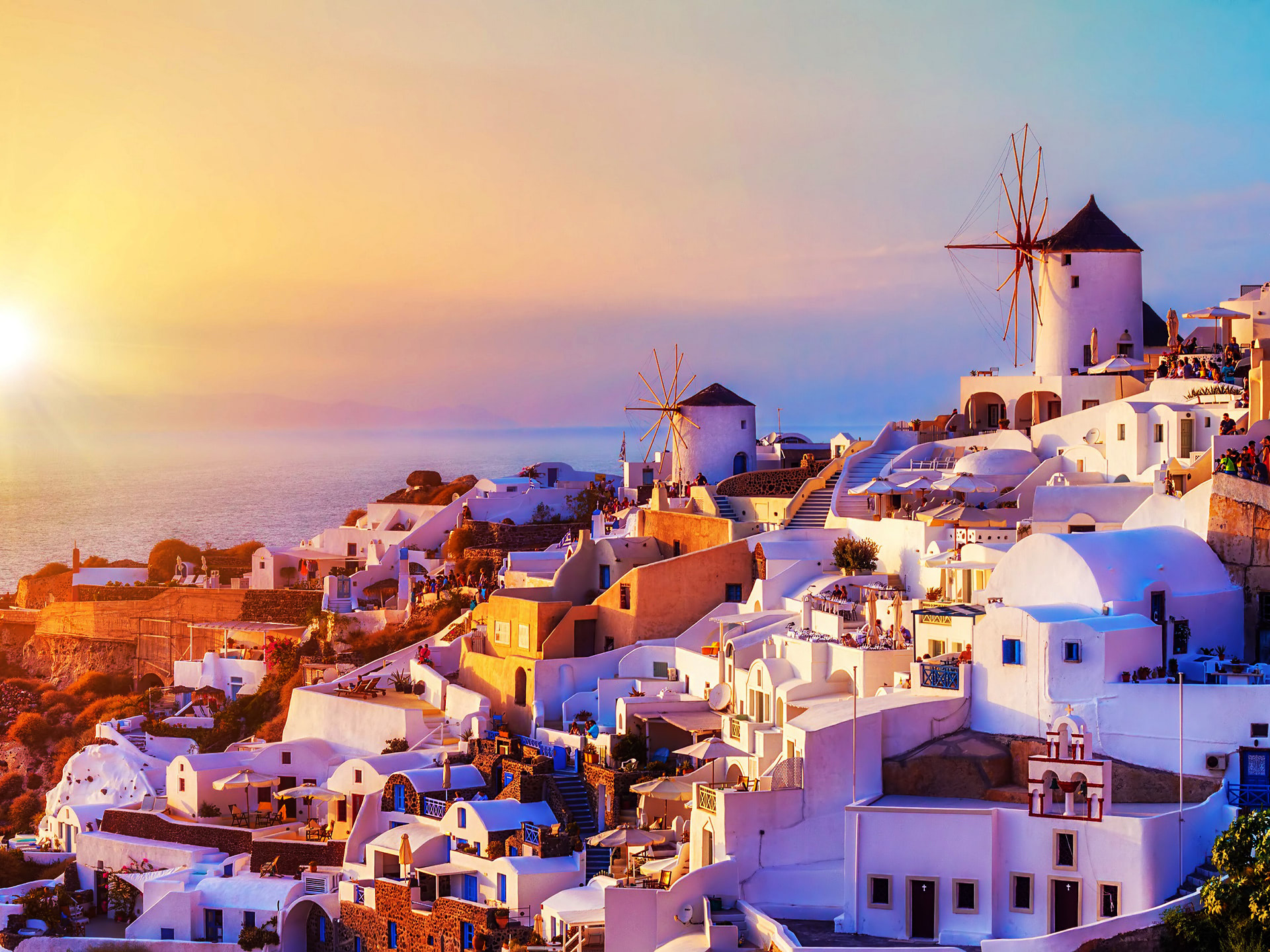 Santorini At Night Wallpapers