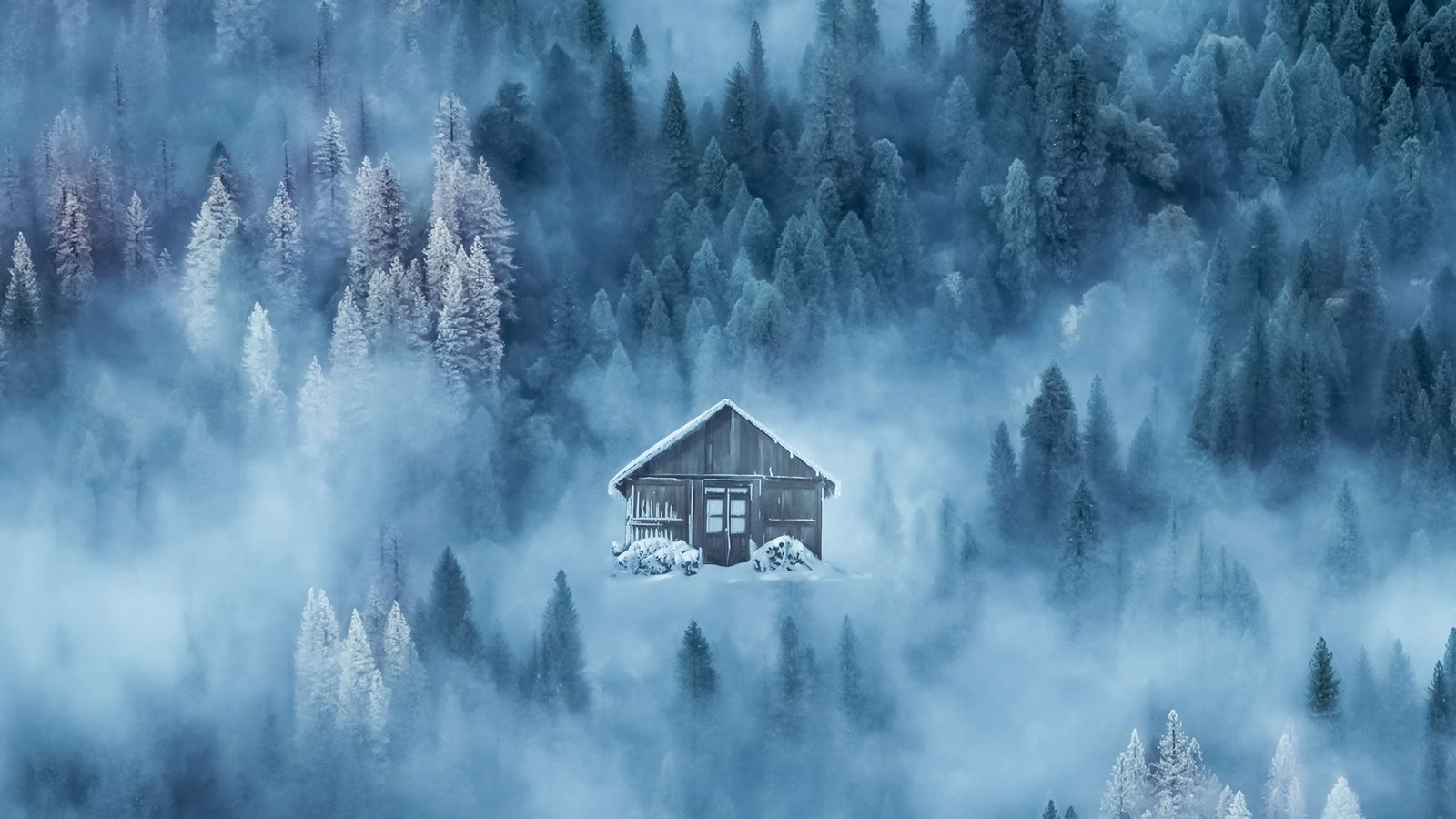 Single House In Fogy Winter Wallpapers