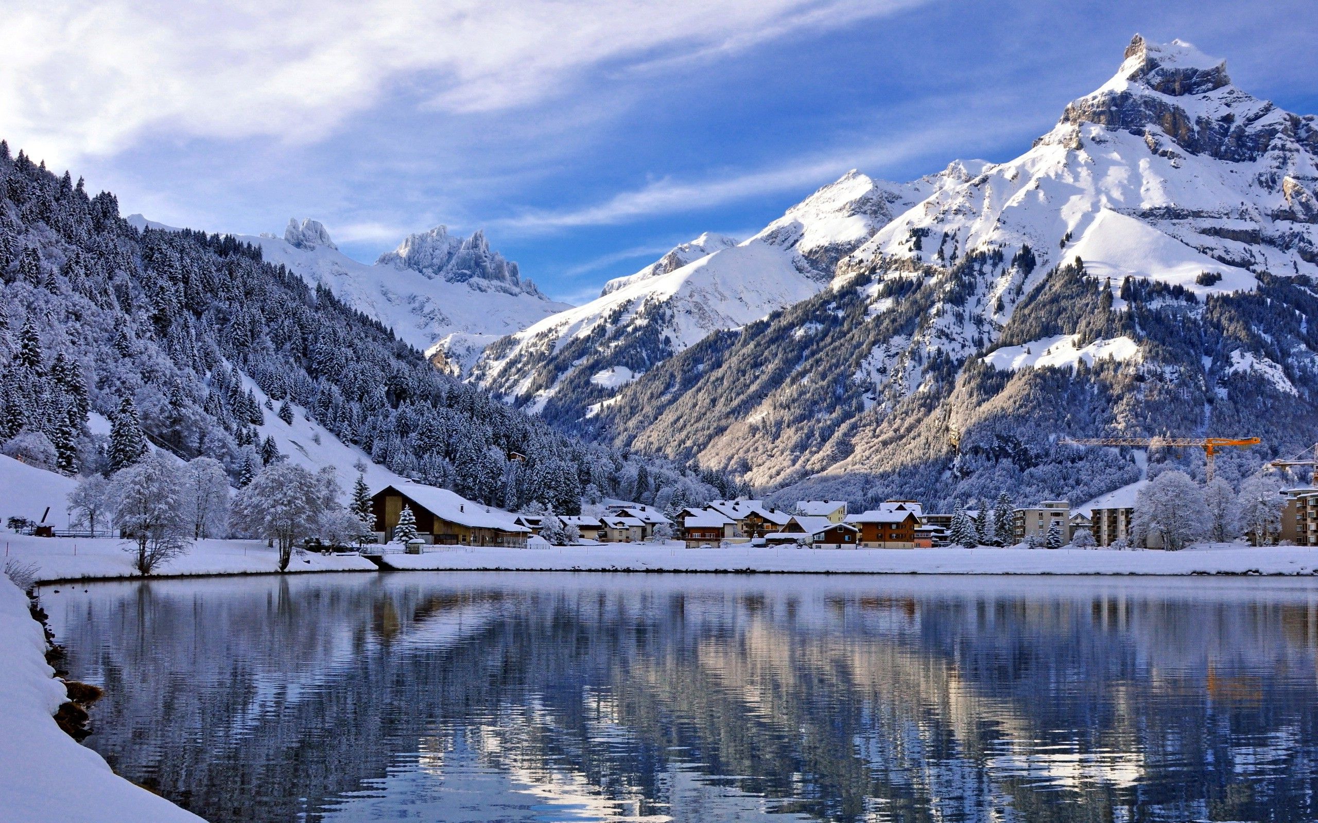 Snow Mountains Reflection On Lake Landscape Wallpapers