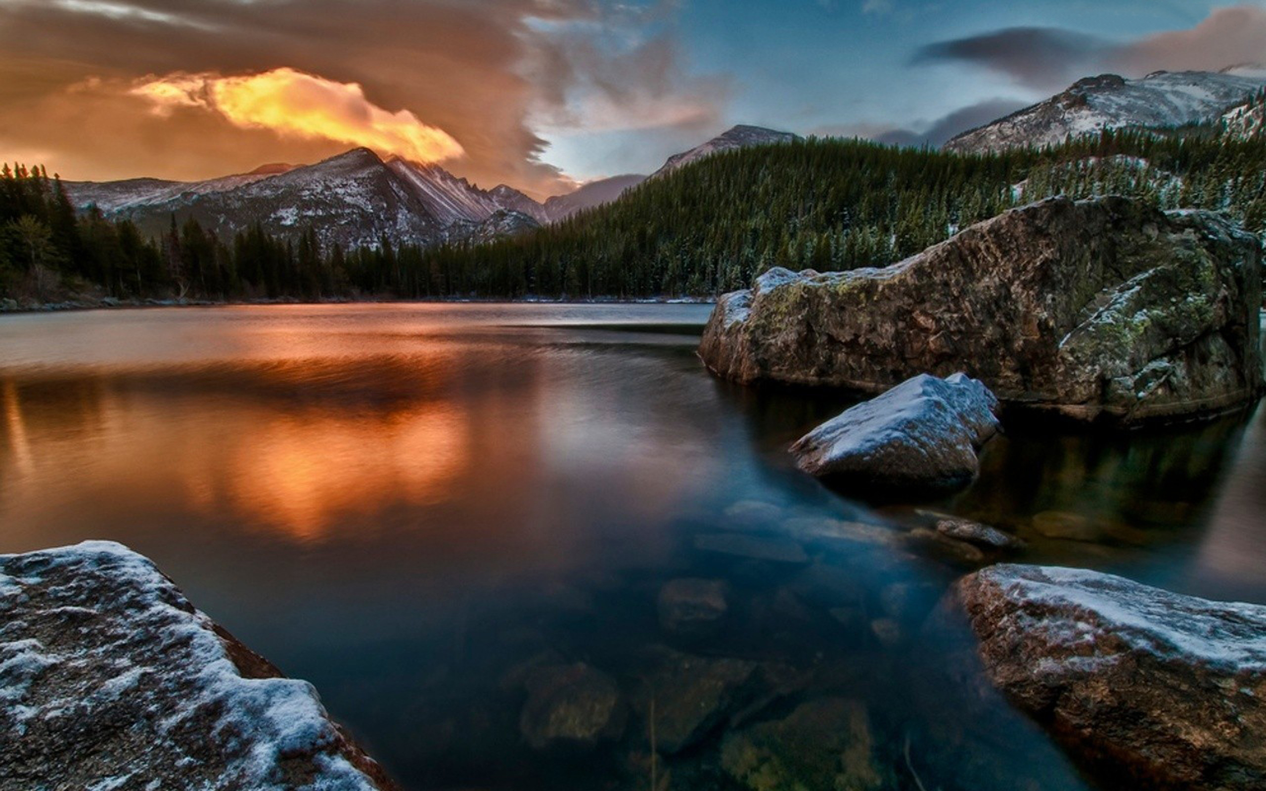 Snow Mountains Reflection On Lake Landscape Wallpapers