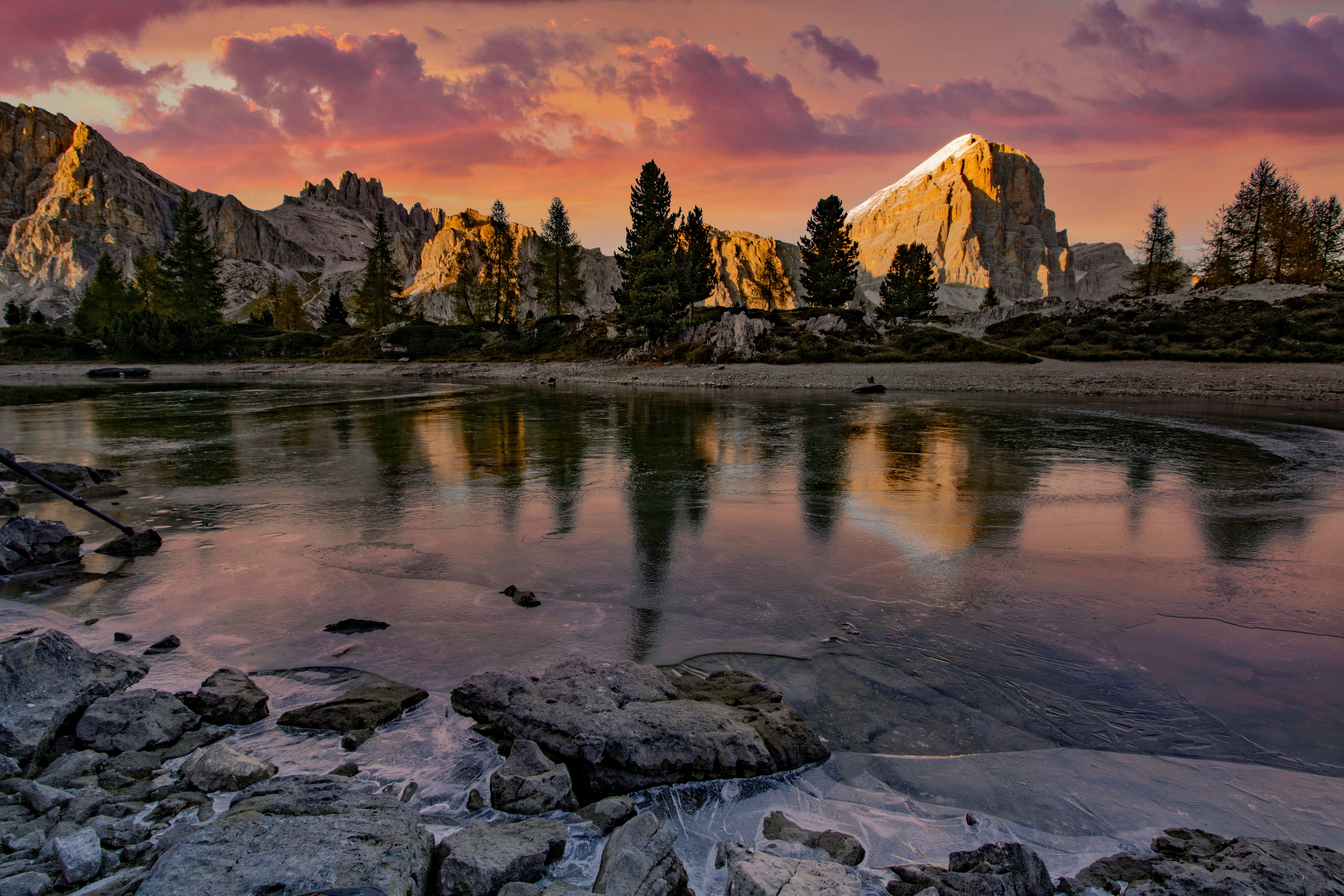 Snow Mountains Reflection On Lake Landscape Wallpapers