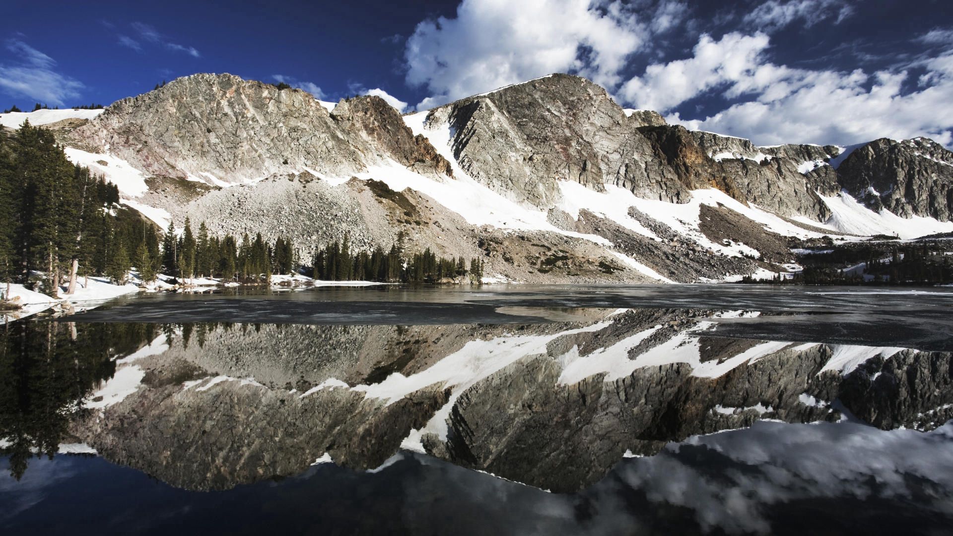 Snow Mountains Reflection On Lake Landscape Wallpapers