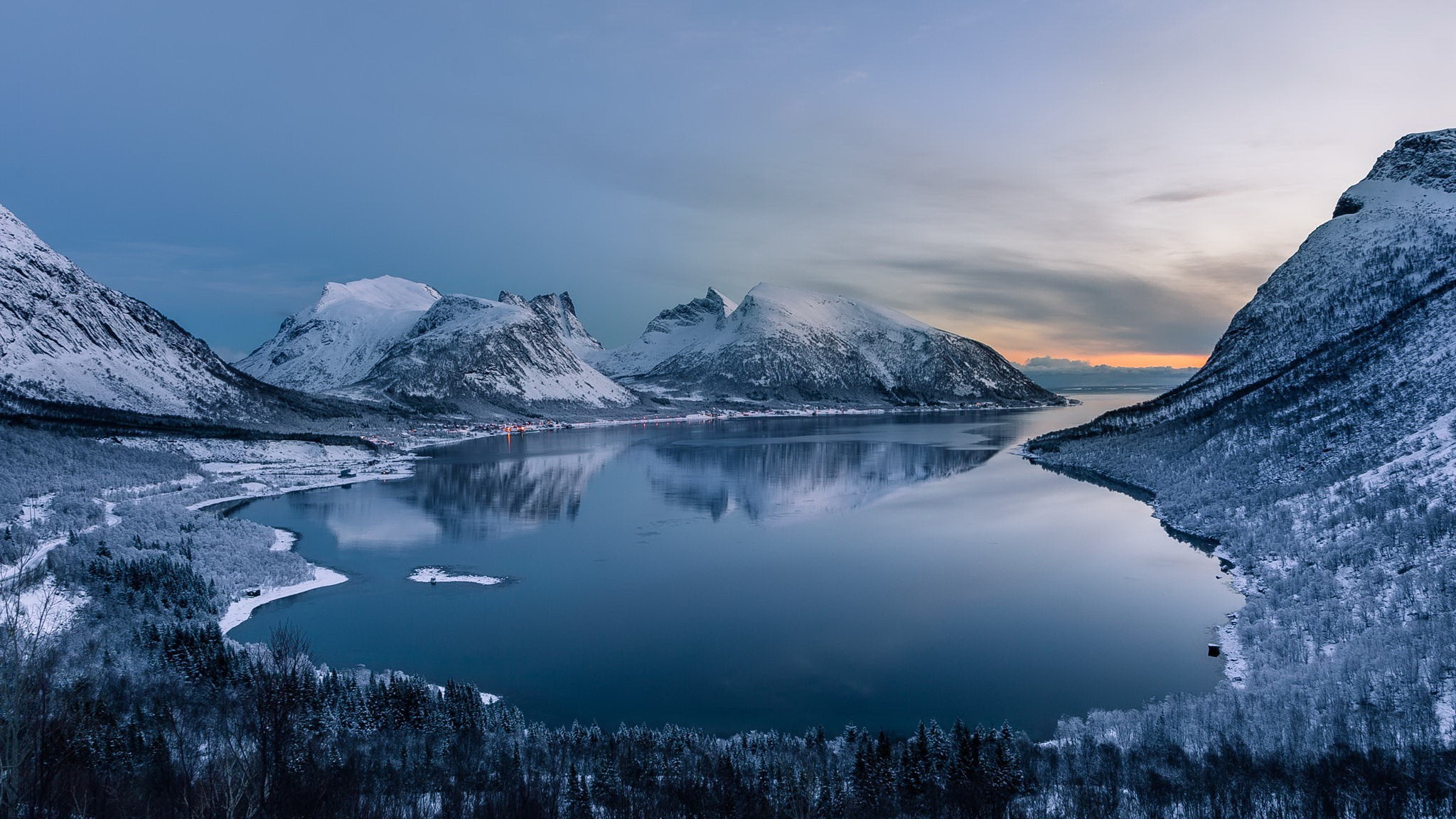 Snow Mountains Reflection On Lake Landscape Wallpapers