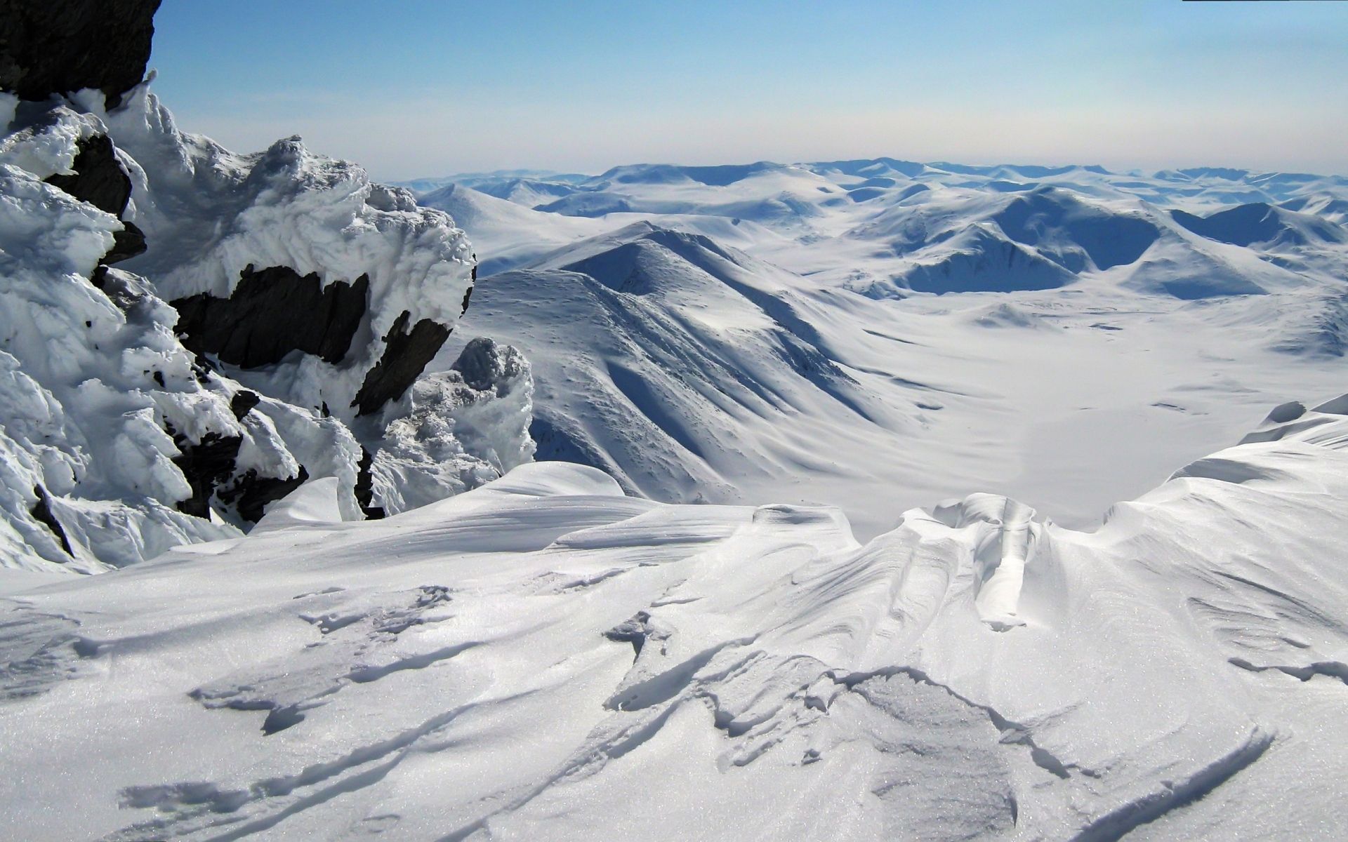 Snow On A Mountain Behind The Desert Wallpapers