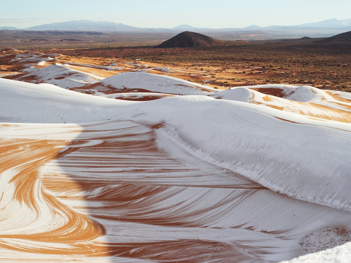 Snow On A Mountain Behind The Desert Wallpapers