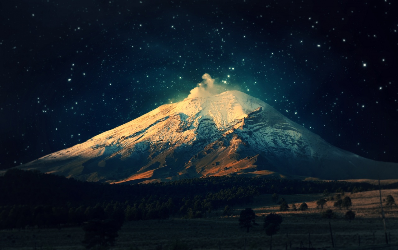 Snowy Mountains At Starry Night Wallpapers