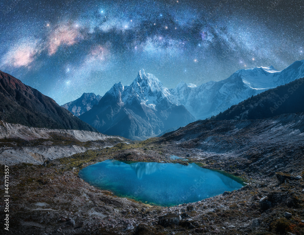 Snowy Mountains At Starry Night Wallpapers