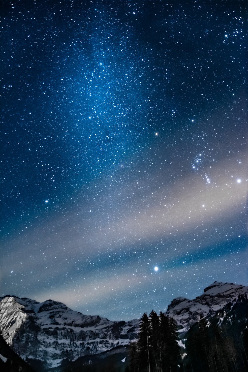 Snowy Mountains At Starry Night Wallpapers