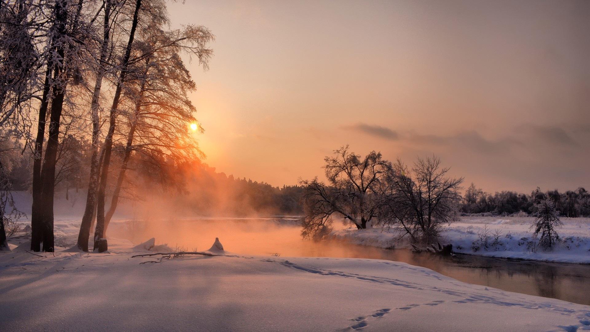 Snowy Winter Sunrise Wallpapers