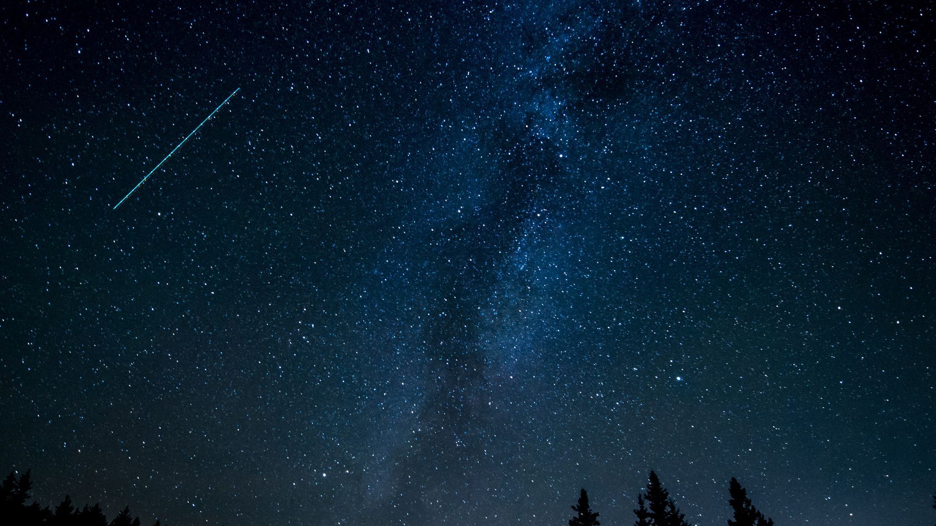 Stars Trees Night Dark Sky Wallpapers