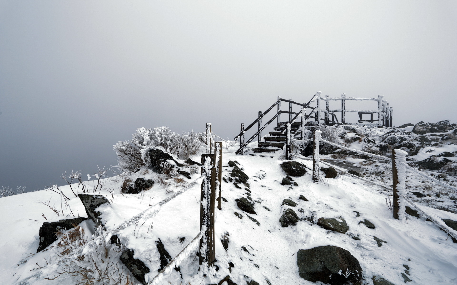 Stone Mountains Snow In Monochrome Wallpapers