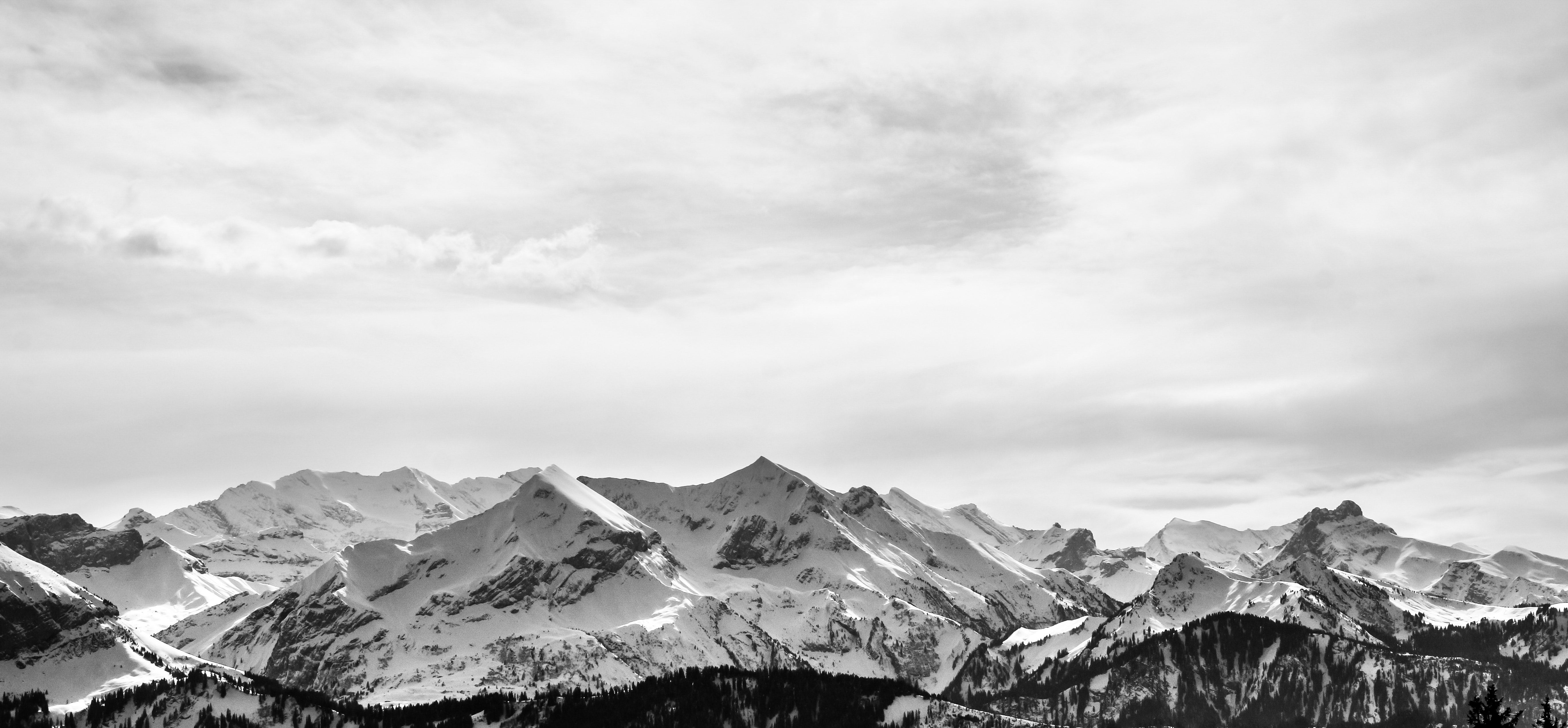 Stone Mountains Snow In Monochrome Wallpapers