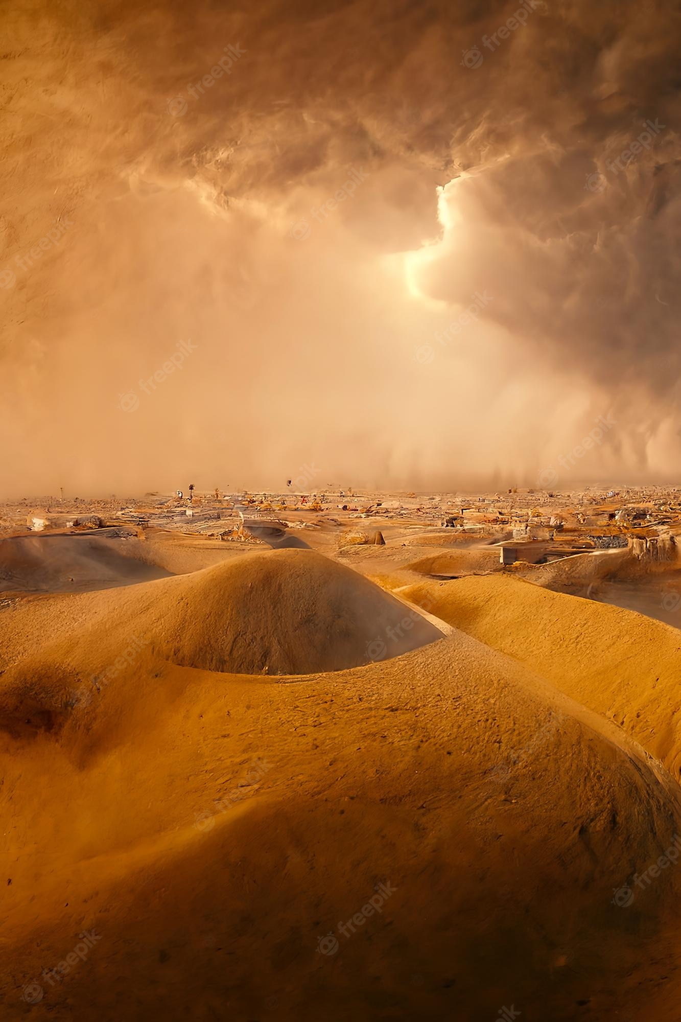 Storm At Cactus Desert Wallpapers