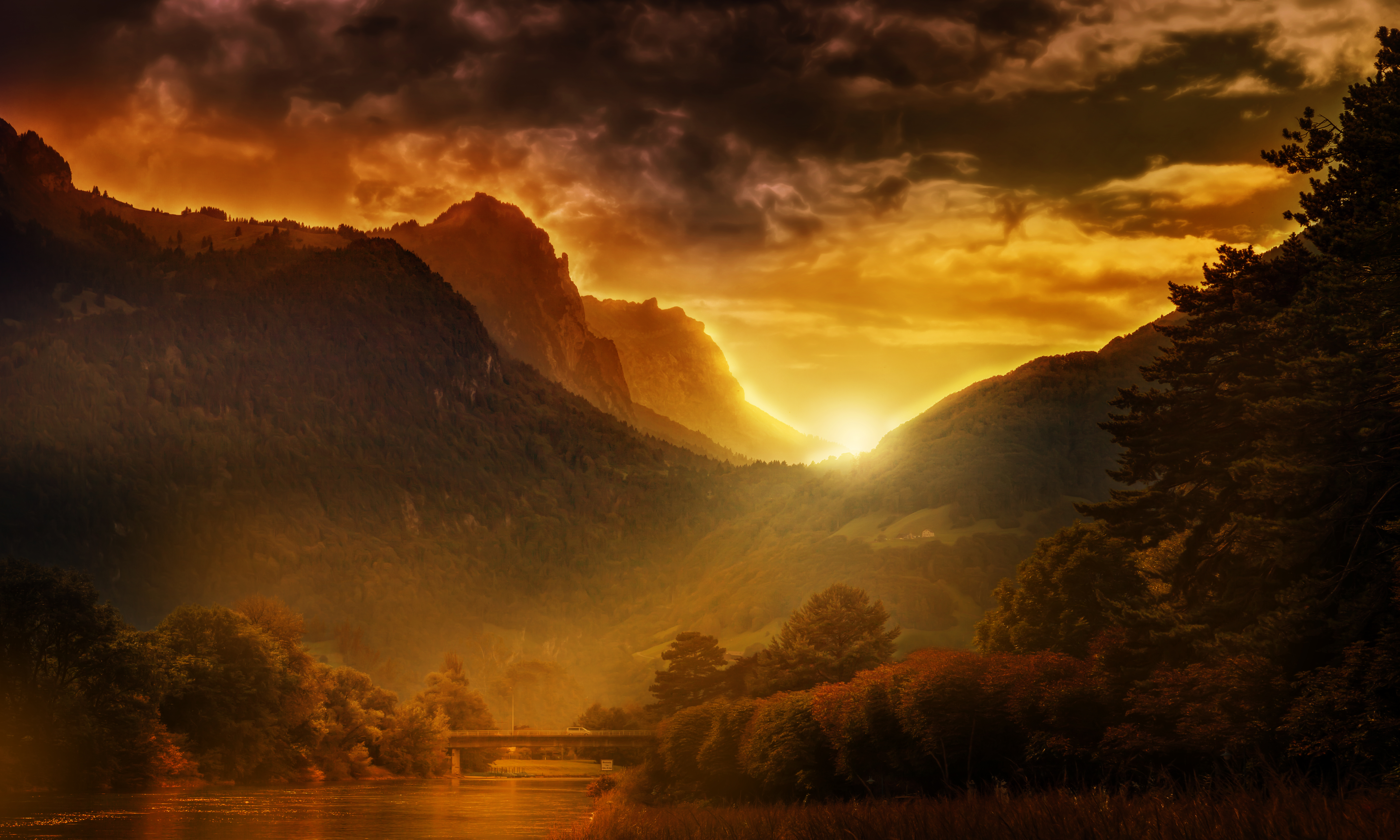 Sunse In Valley Wallpapers