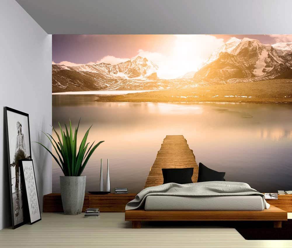 Sunset Beach Snow Mountains Wallpapers