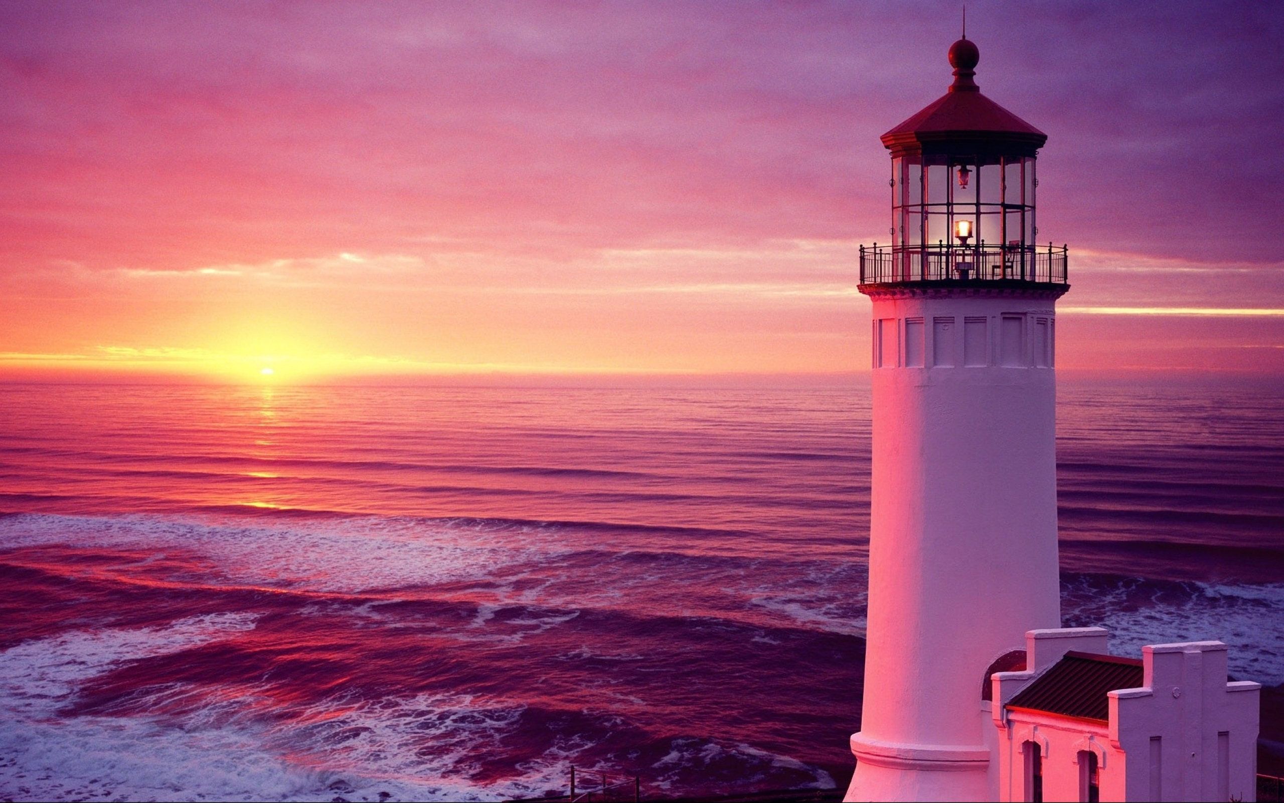 Sunset Near Lighthouse Wallpapers