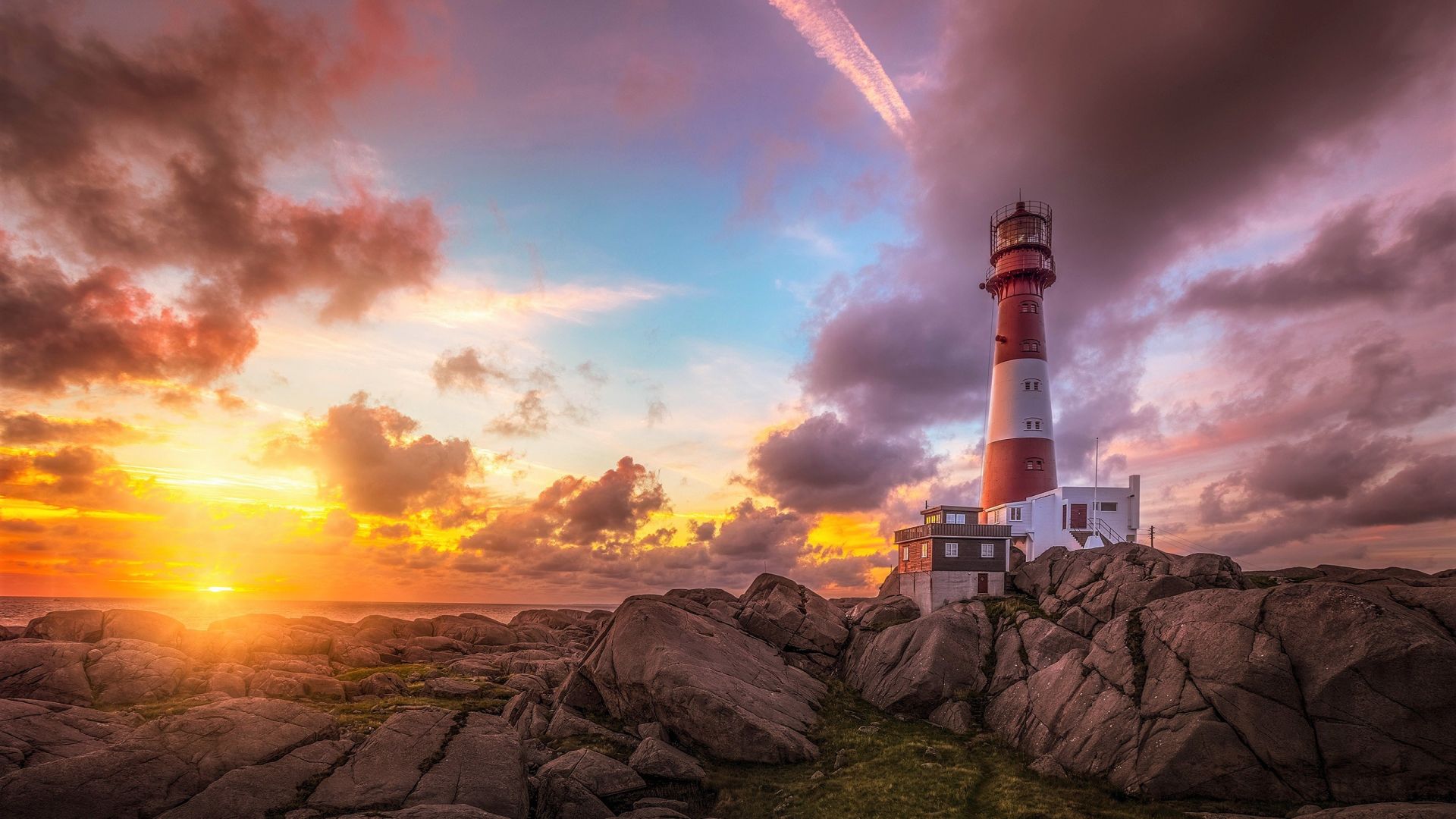 Sunset Near Lighthouse Wallpapers