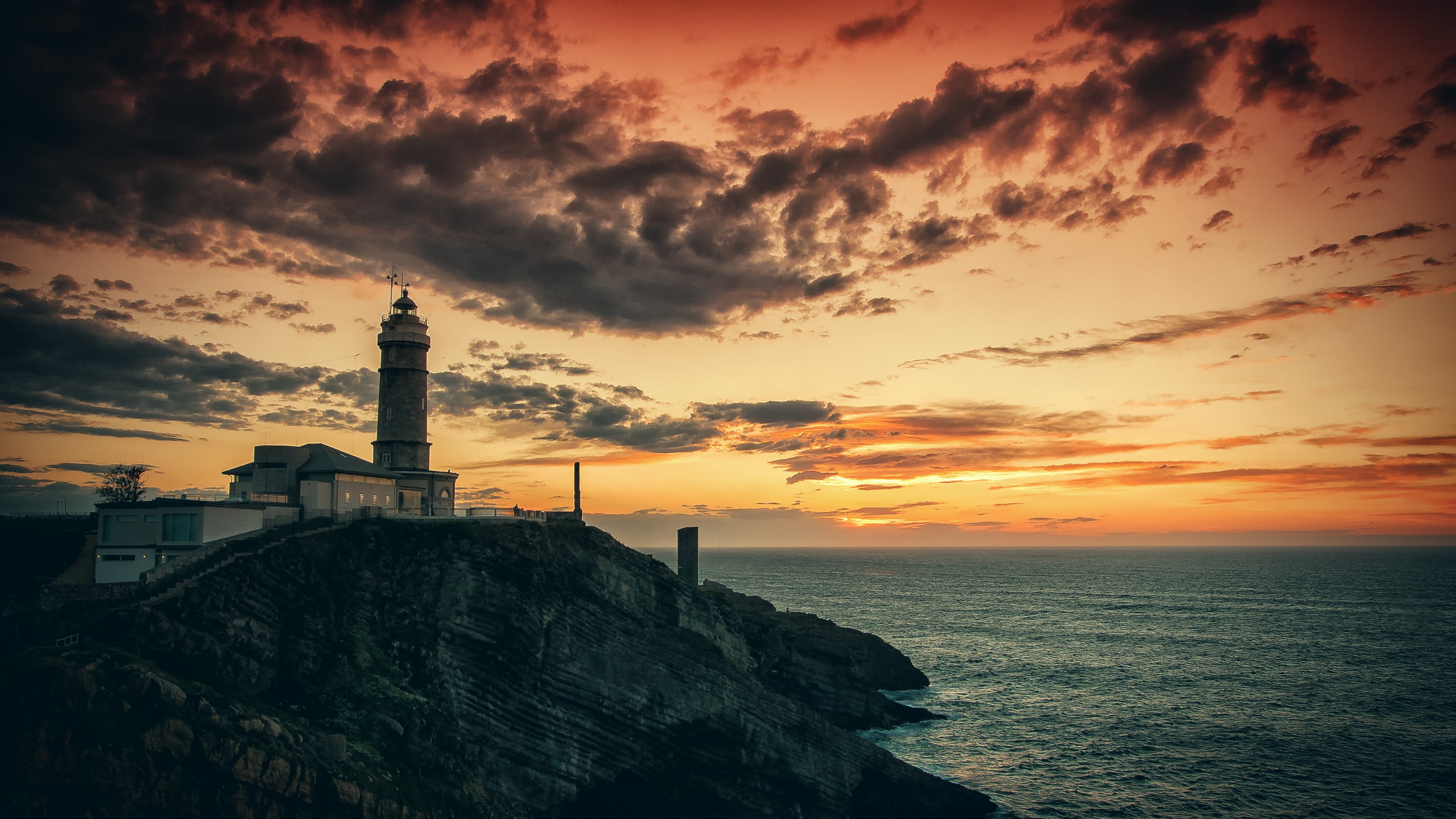 Sunset Near Lighthouse Wallpapers