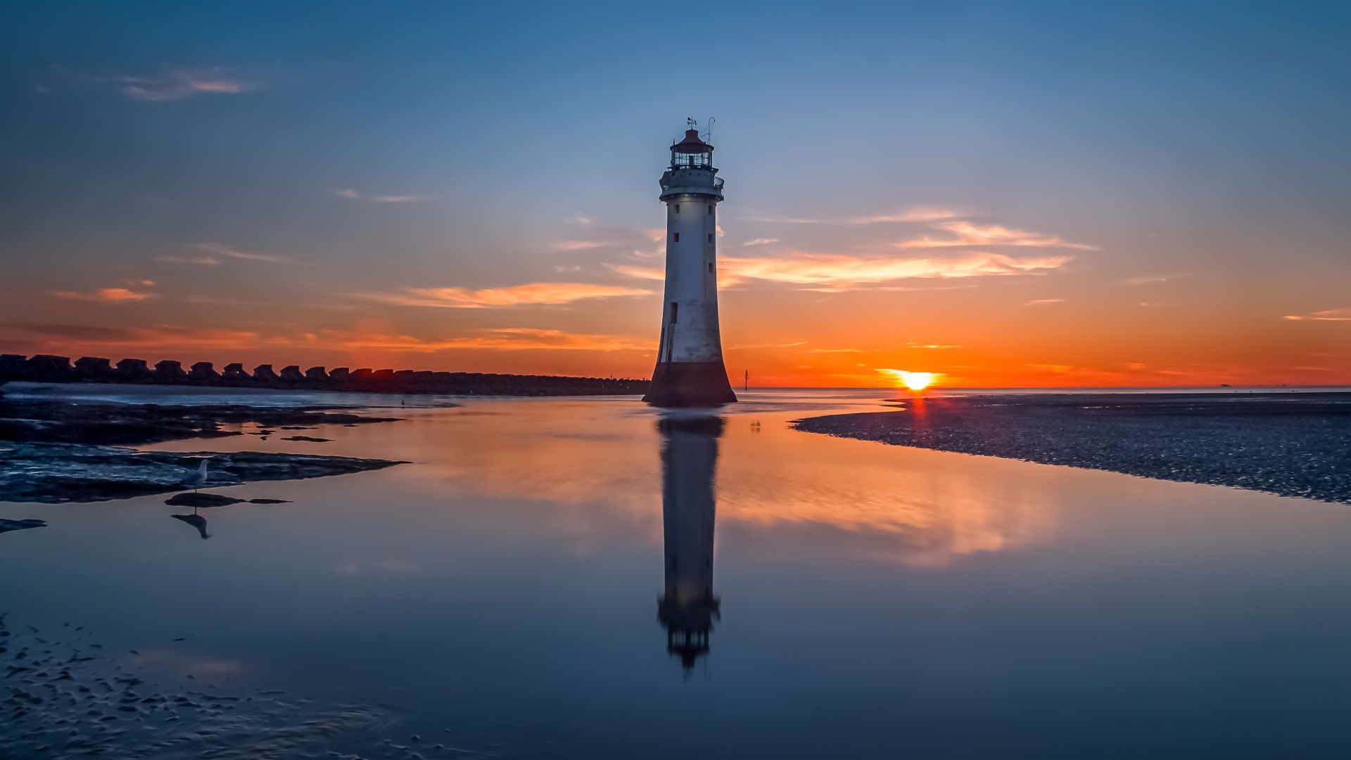 Sunset Near Lighthouse Wallpapers