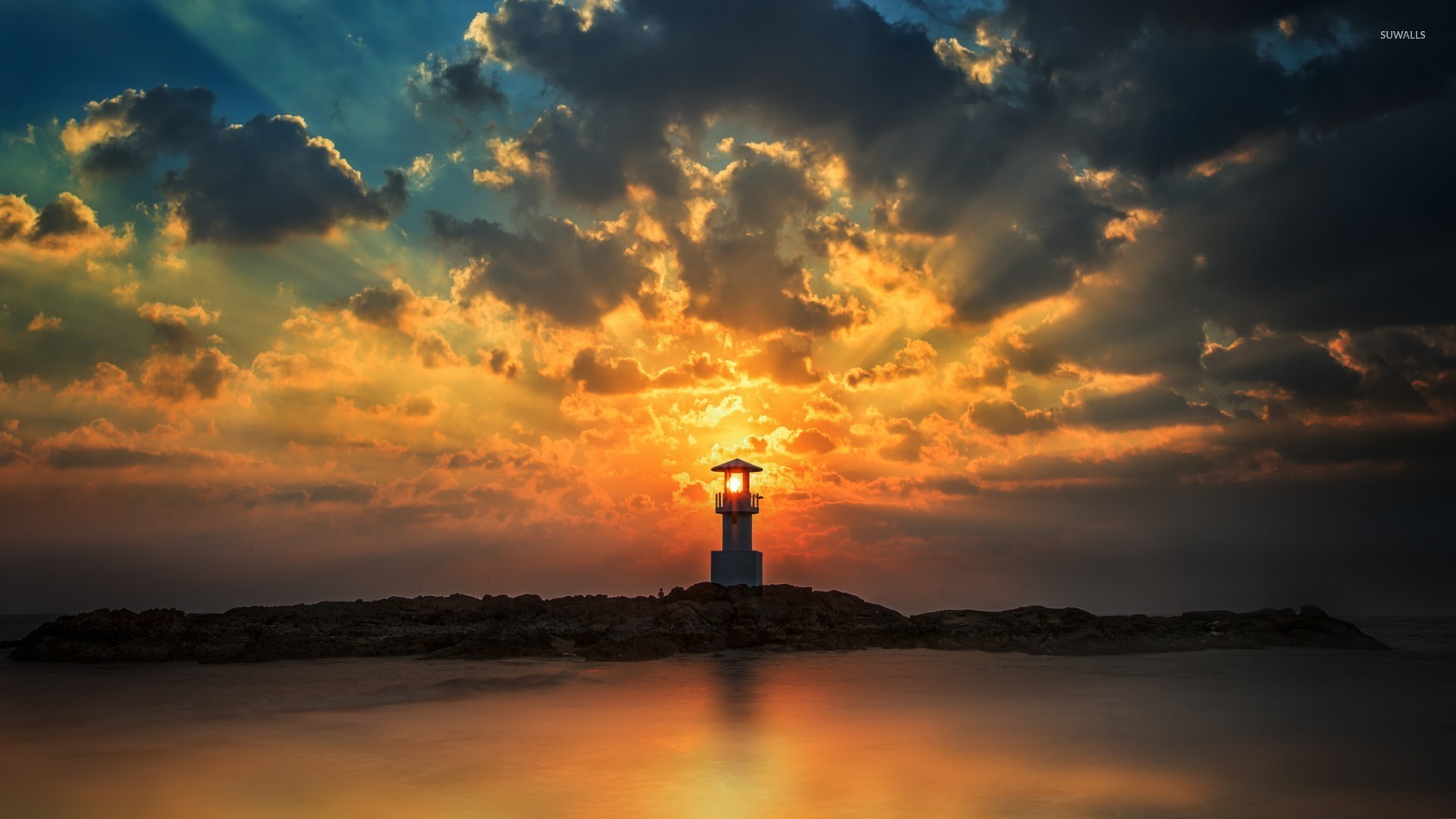 Sunset Near Lighthouse Wallpapers