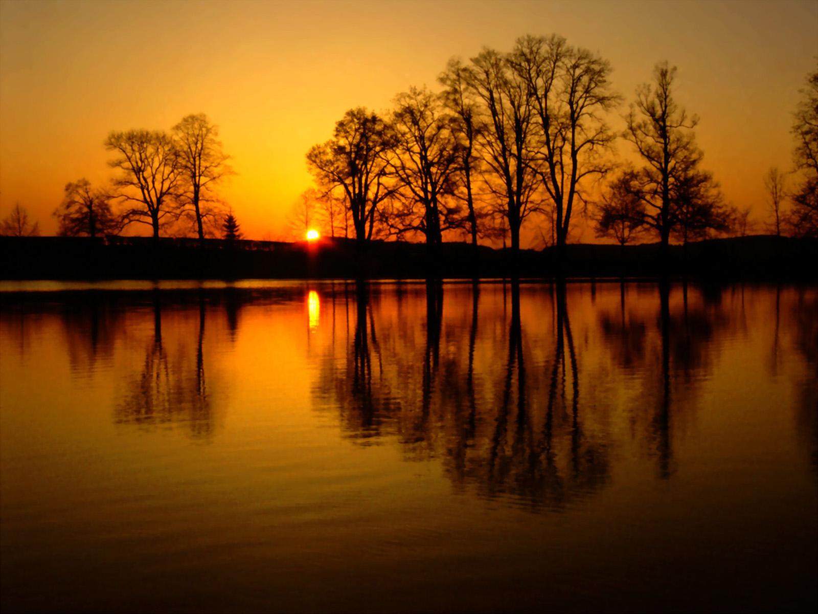 Sunset Reflection In Lake Wallpapers