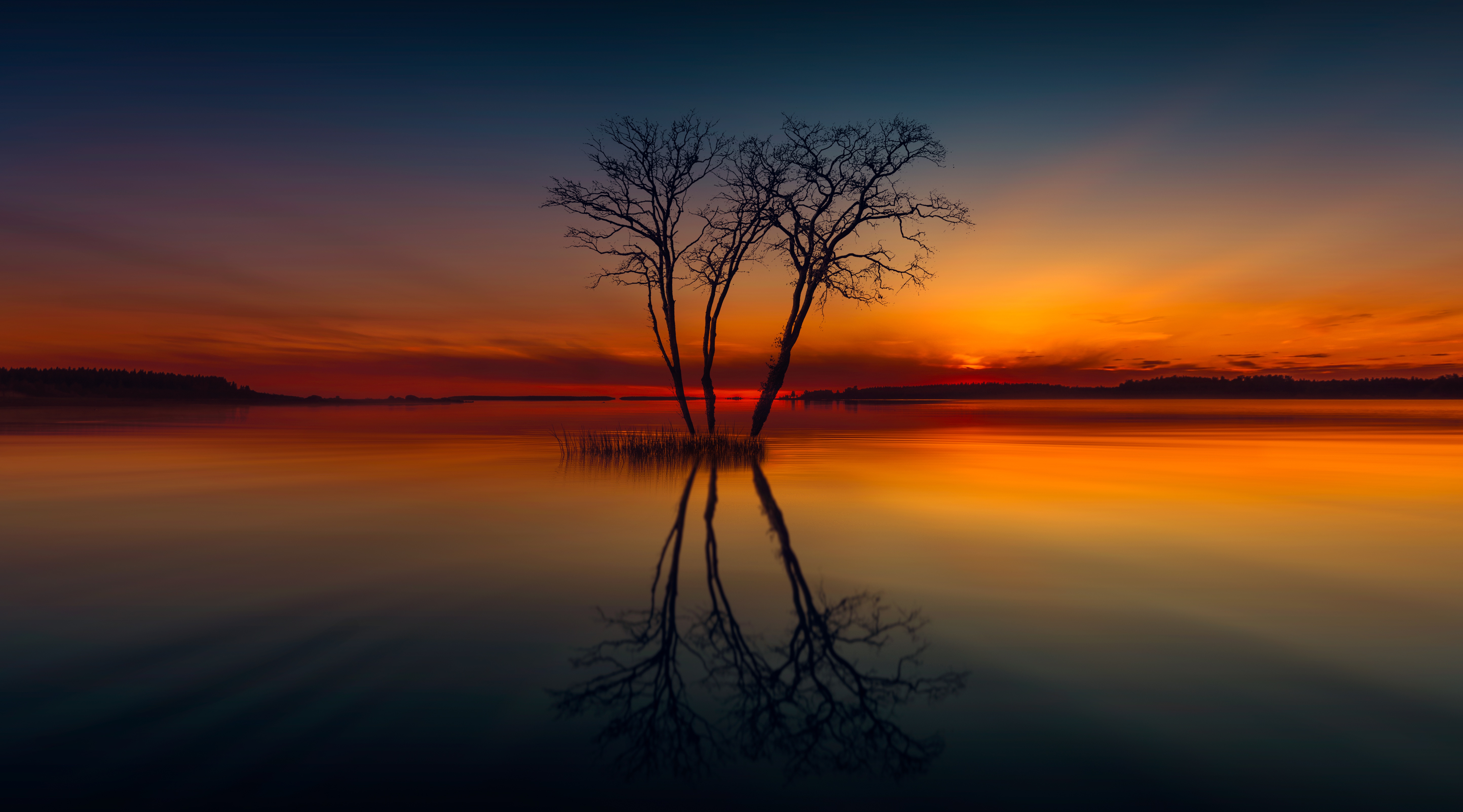 Sunset Reflection In Lake Wallpapers