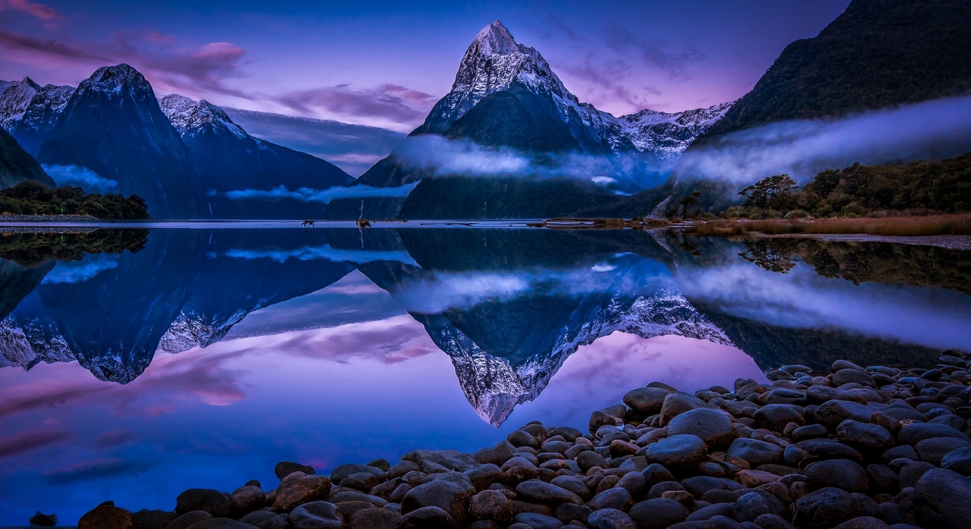 The Milky Pink Sea At Milford Sound 4K New Zealand Wallpapers