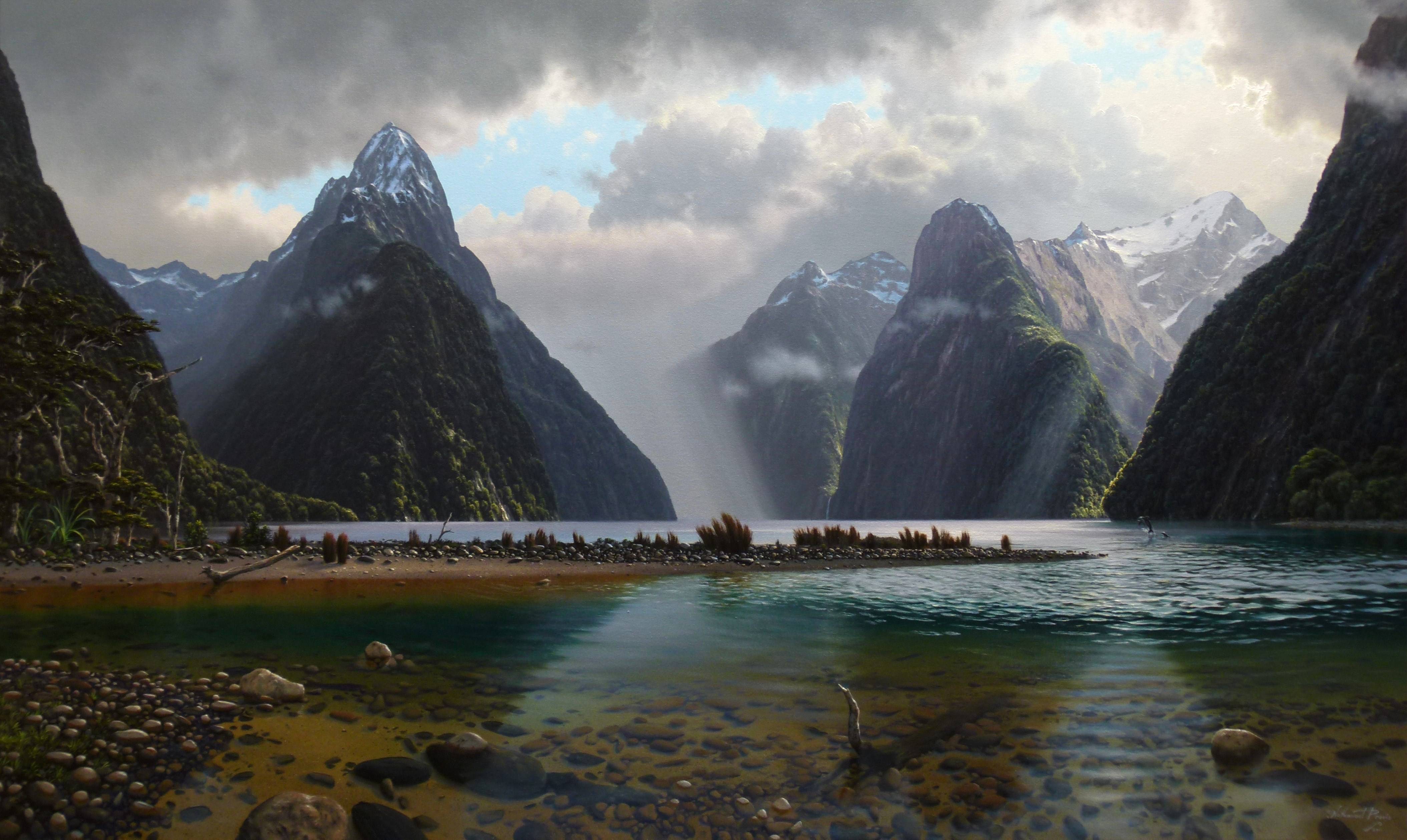 The Milky Pink Sea At Milford Sound 4K New Zealand Wallpapers