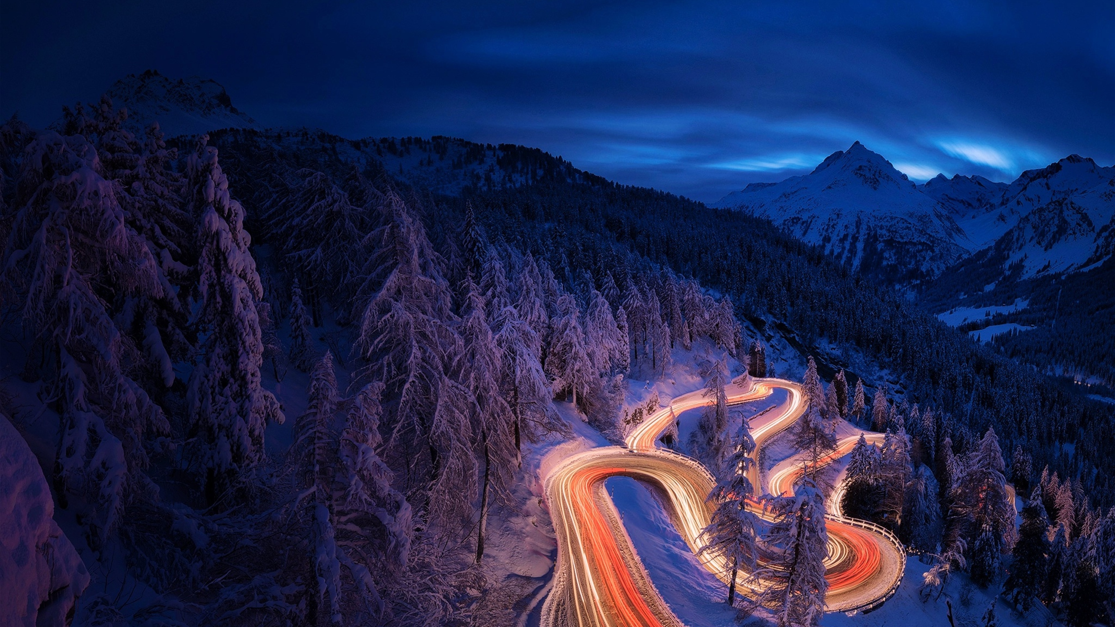 Time-Lapse Mountain Road 4K Photography Wallpapers