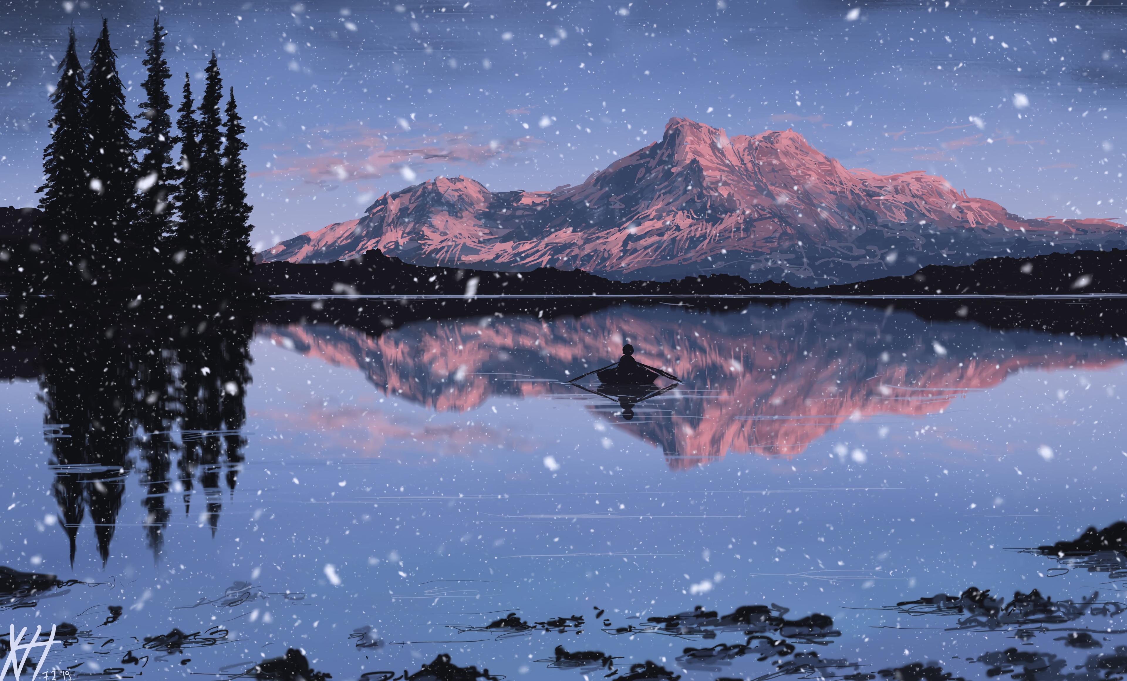 Twilight Mountain Lake Wallpapers