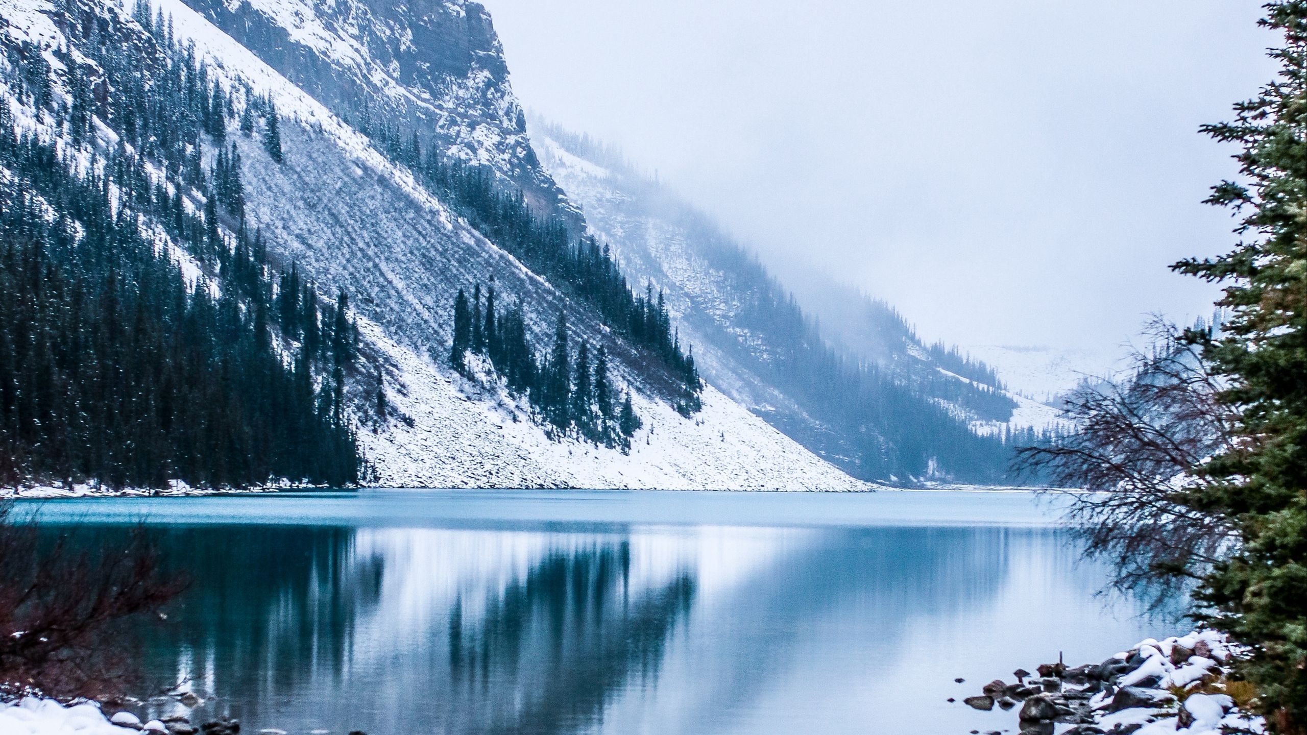 White Snowy Lake Wallpapers