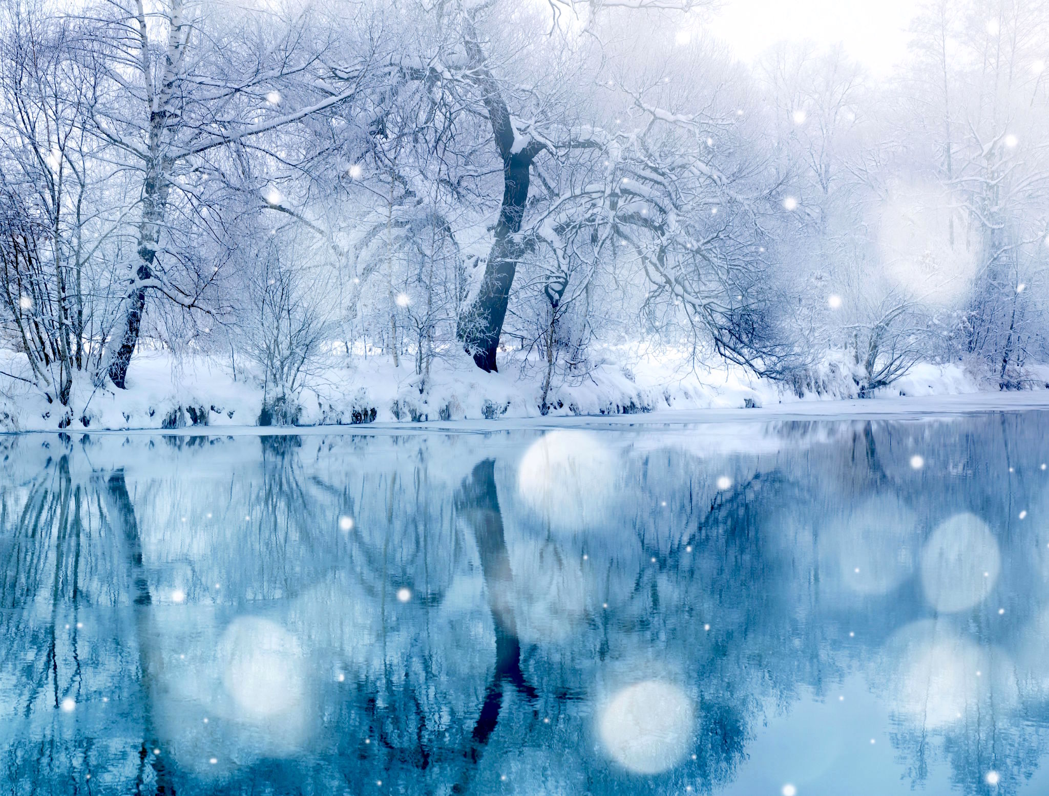 White Snowy Lake Wallpapers