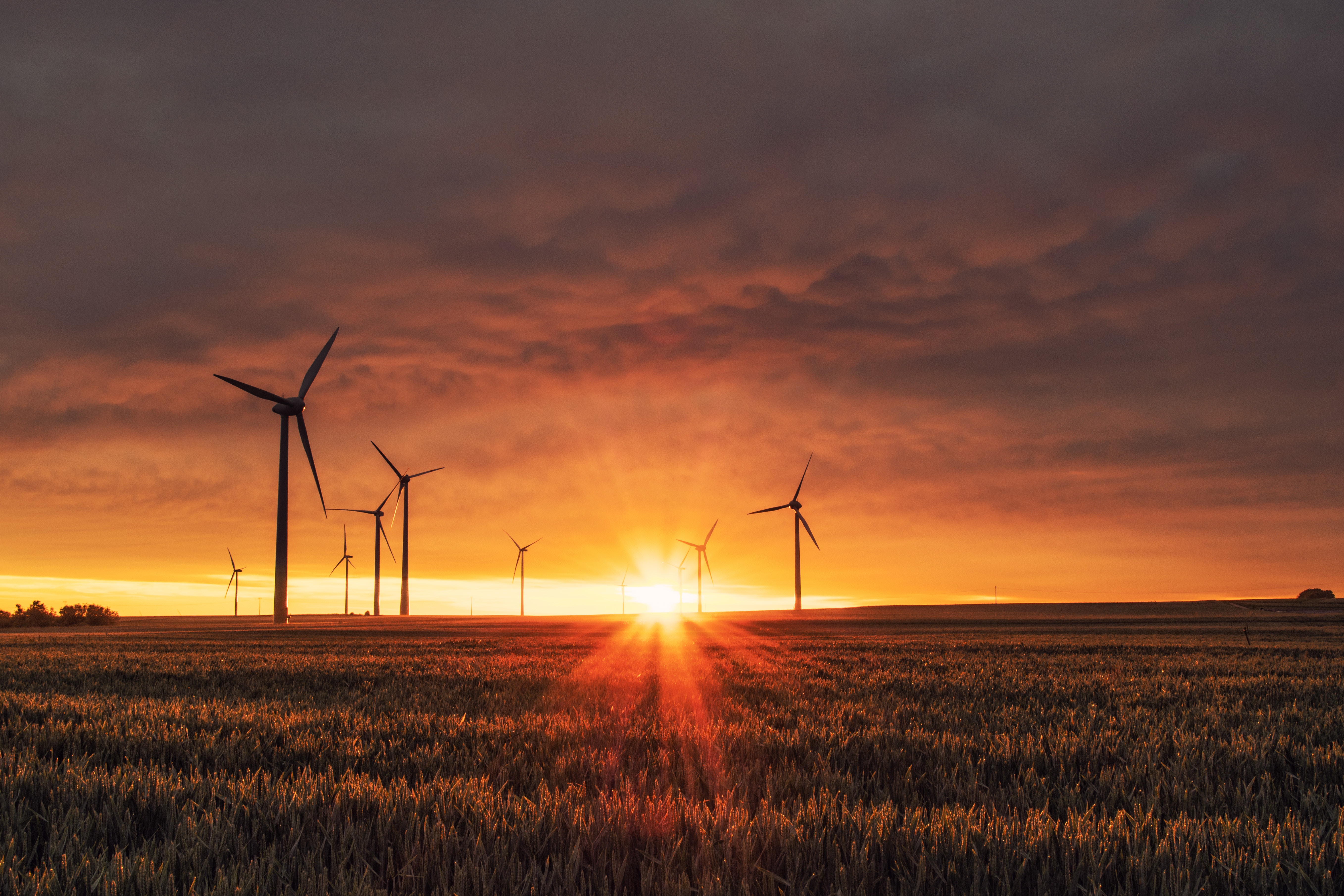 Wind Turbine And Sunrise Wallpapers