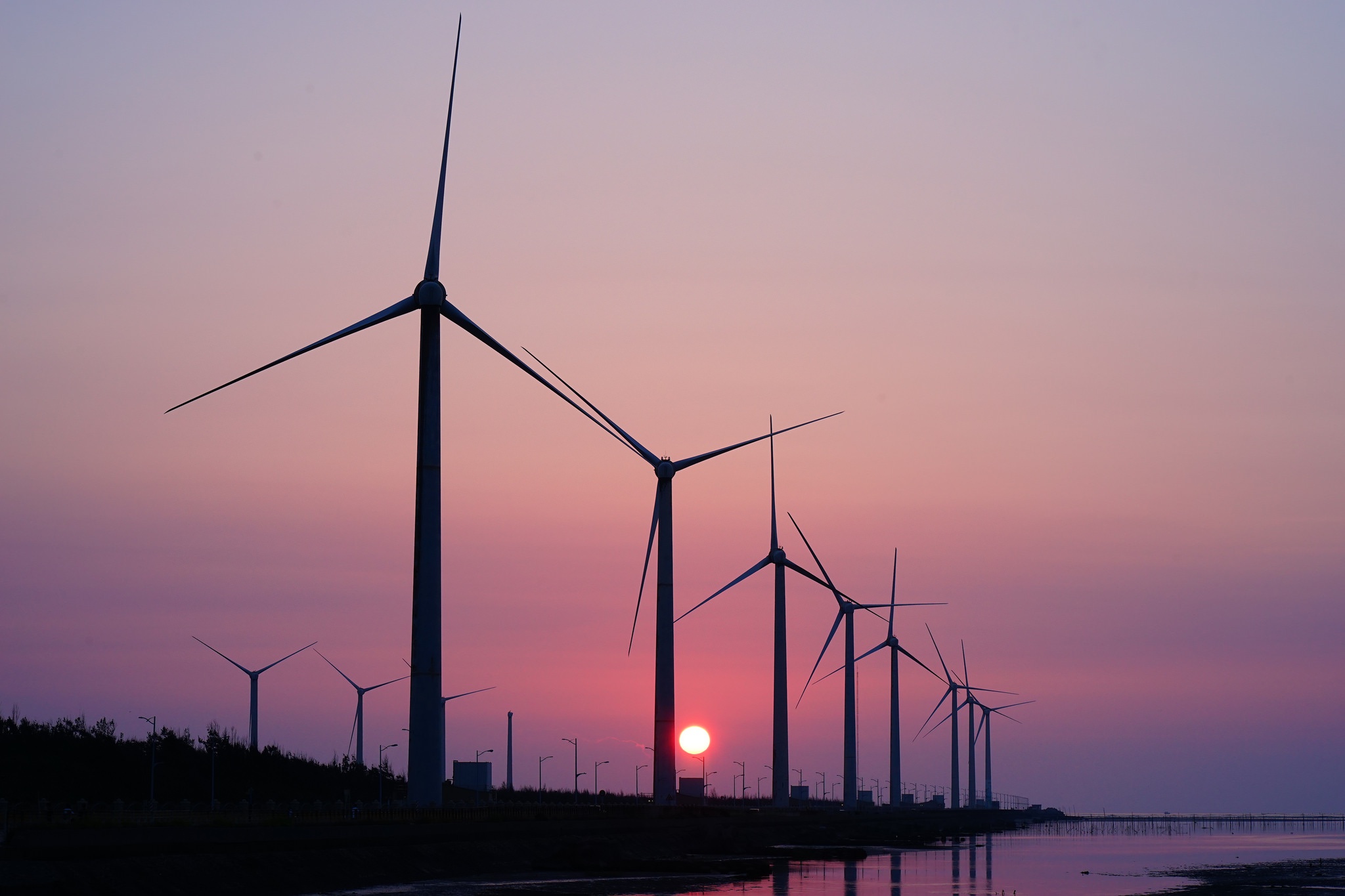 Wind Turbine And Sunrise Wallpapers