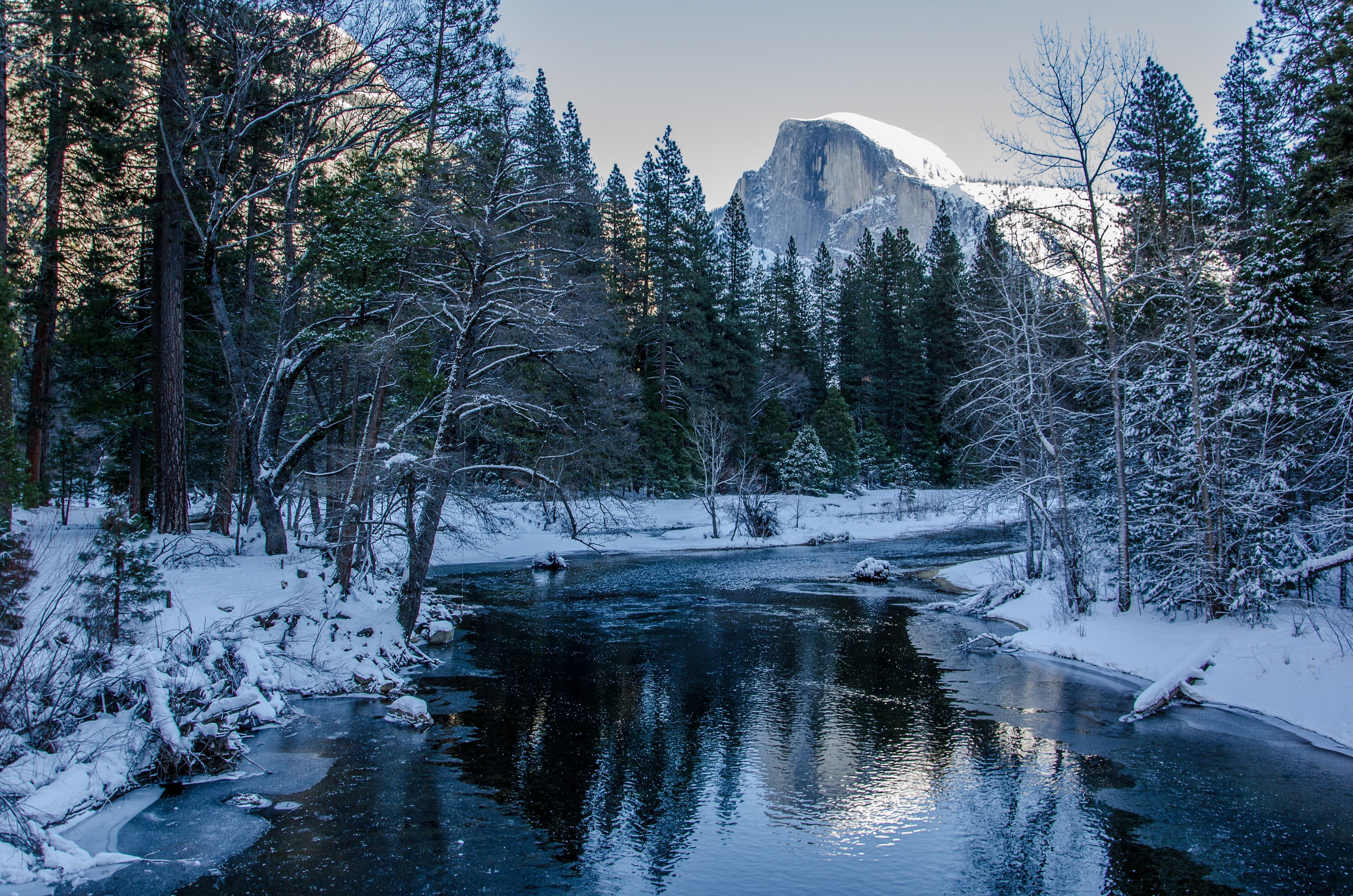 Winter Mountain And River Wallpapers